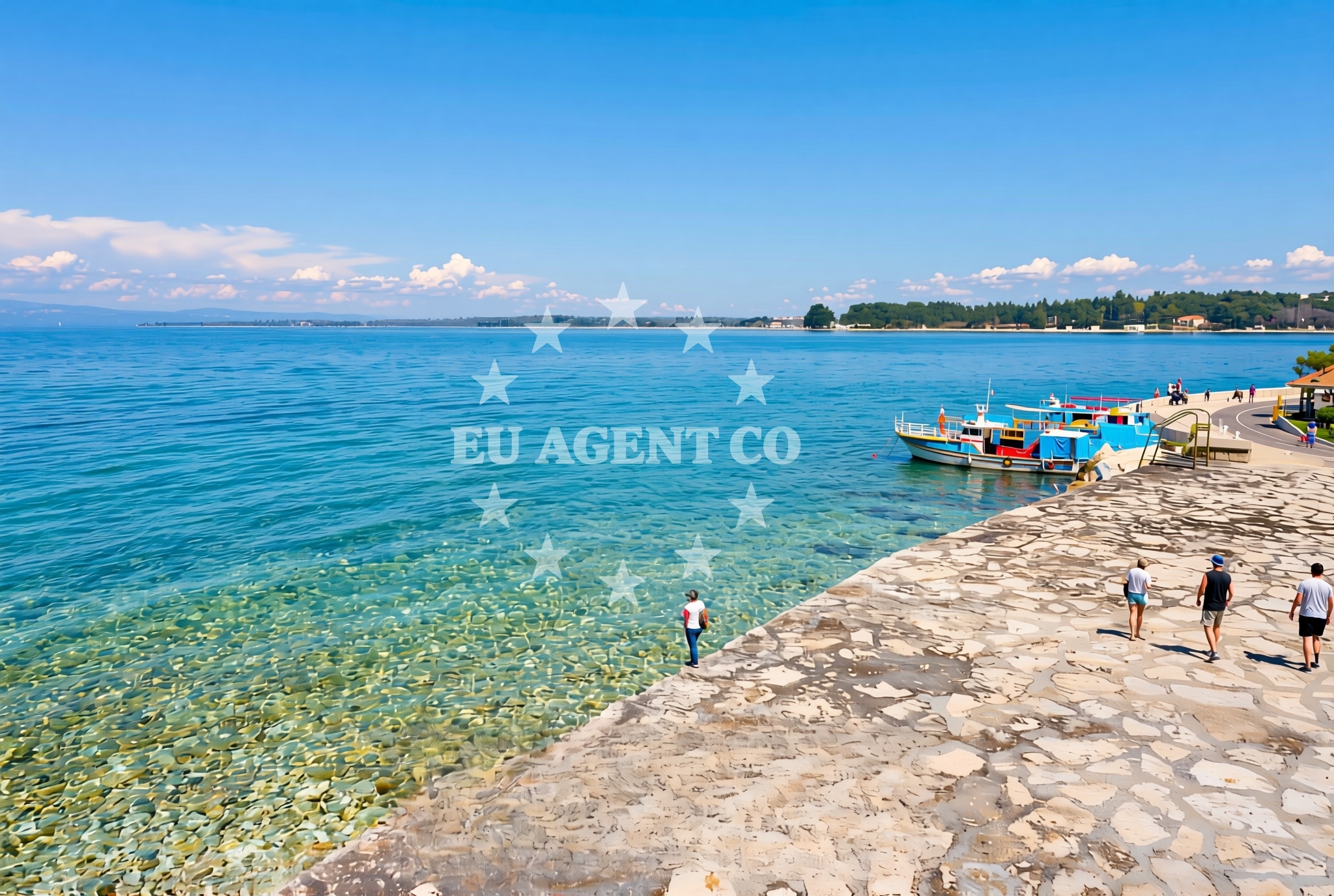 Sea and coastal view of Bazilika, Poreč Beach in Bazilika