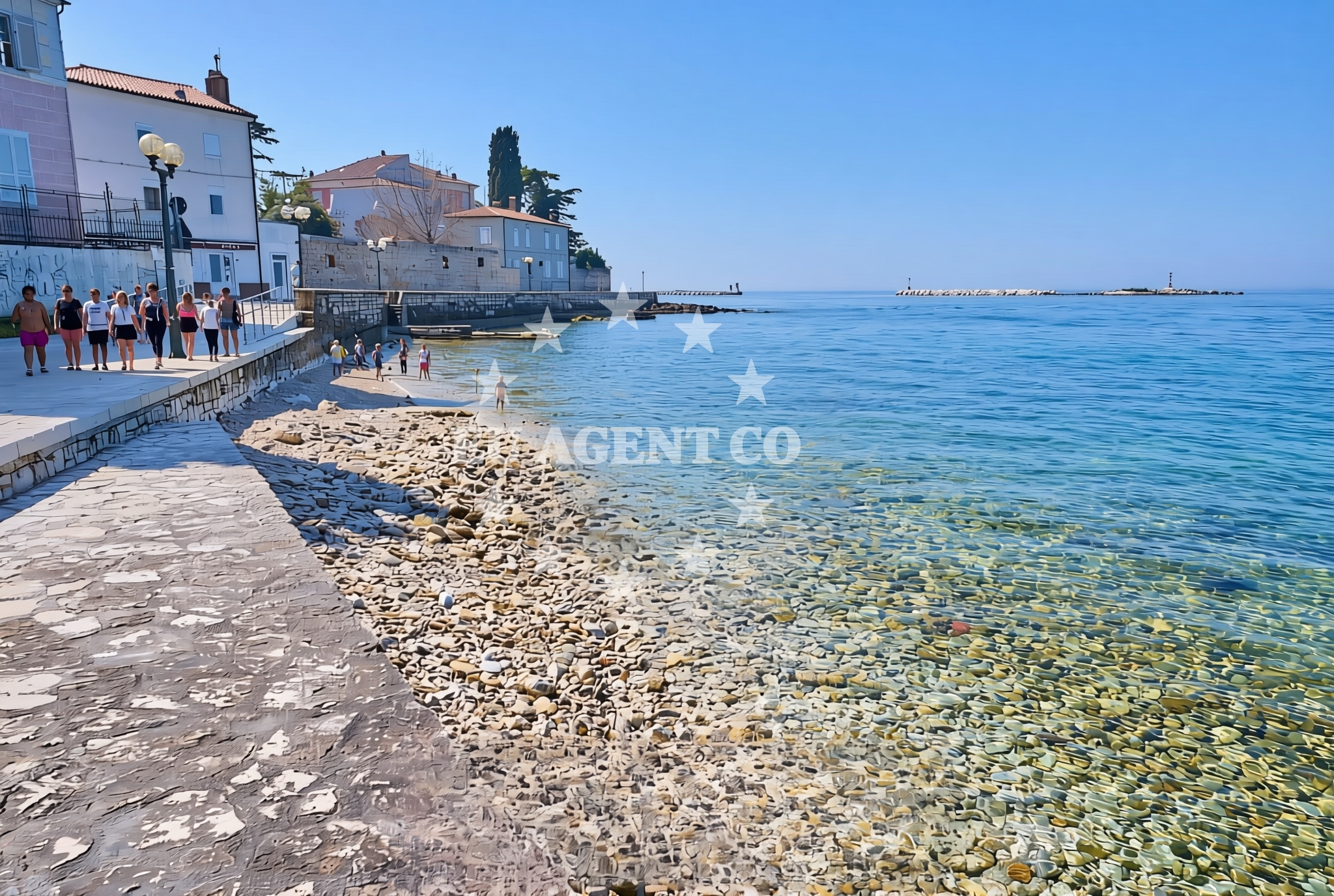 Beach facilities and surroundings at Bazilika, Poreč Beach in Bazilika