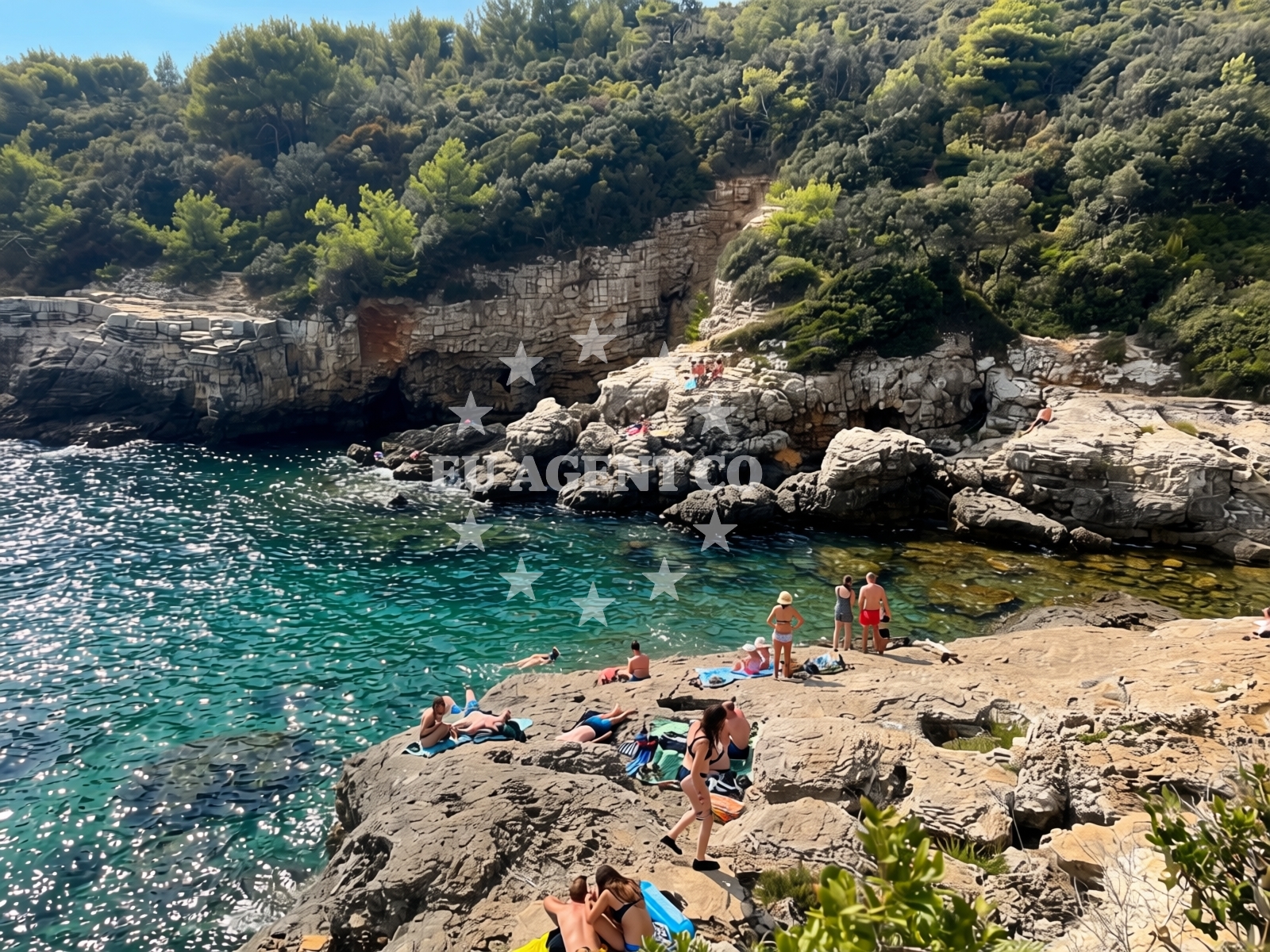 Shoreline and swimming area at Beach AC Stoja in Stoja 37, Pula