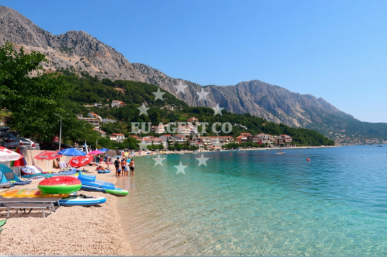 Beach facilities and surroundings at Beach Caklje in Čaklje 17a, Podgora