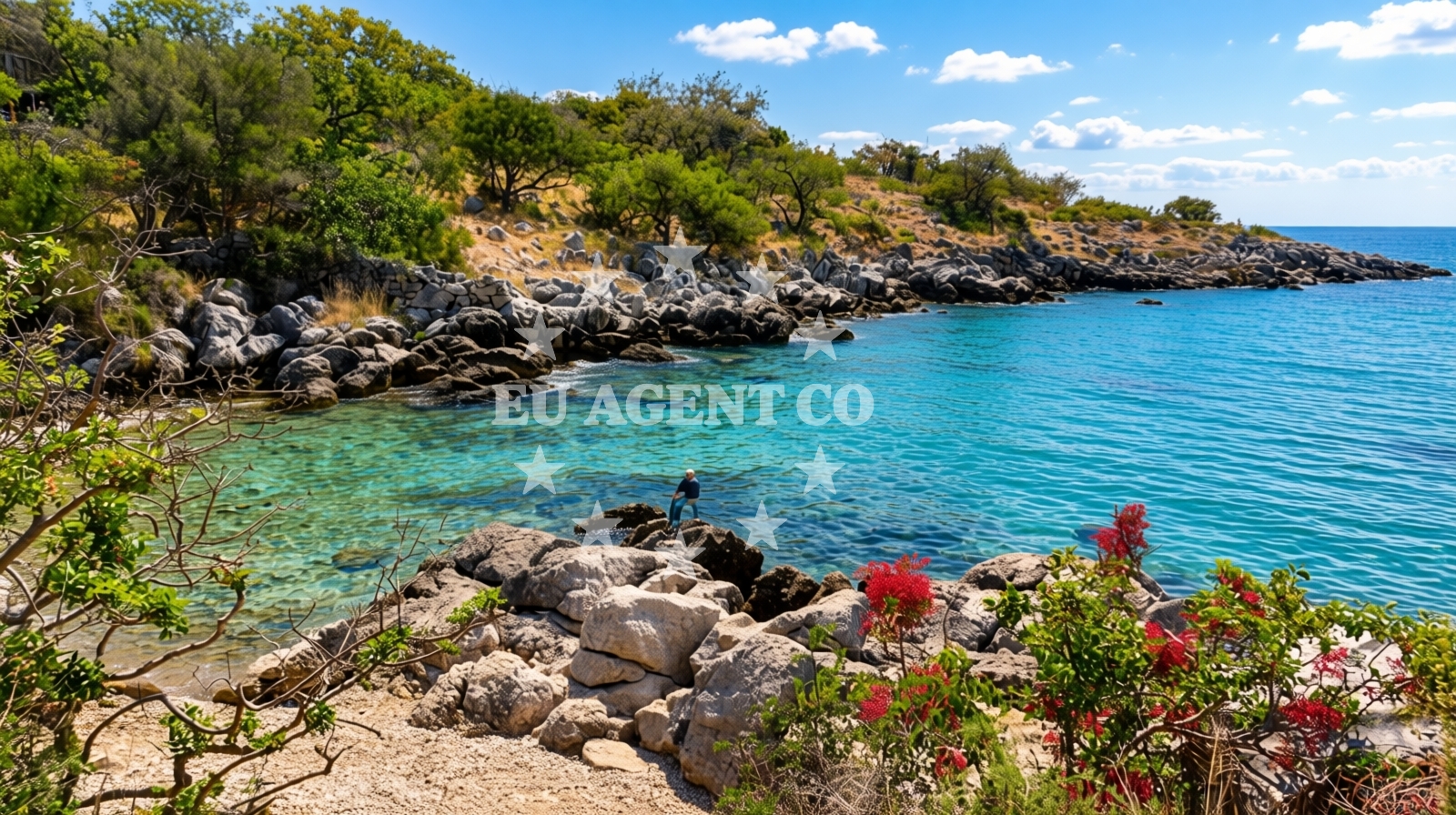 Sea and coastal view of Beach Cicovac in Primorska ulica, Novalja