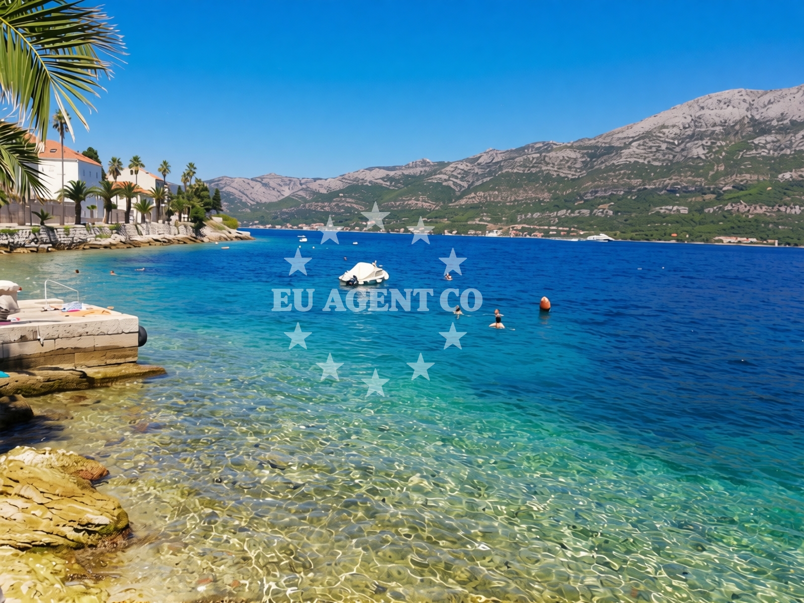 Shoreline and swimming area at beach Ispod Duvana in Cvjetno Naselje 26, Korčula