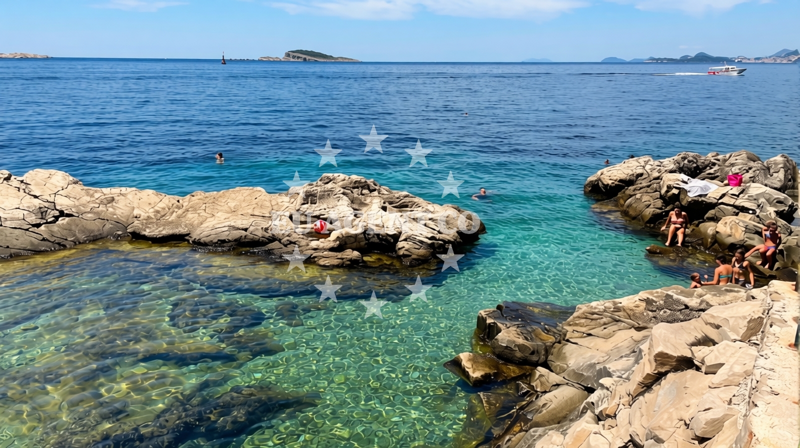 Shoreline and swimming area at Beach Kamen Mali in Put brijega 1, Cavtat