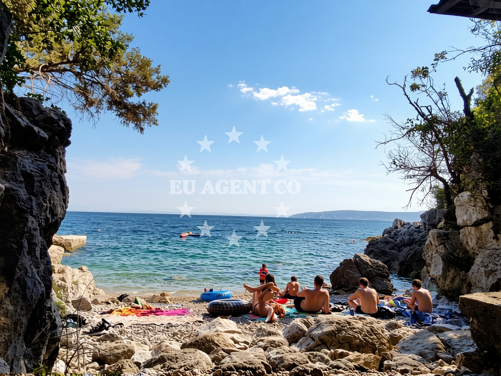 Sea and coastal view of Beach Lucica in Donji Kraj, Mošćenička Draga