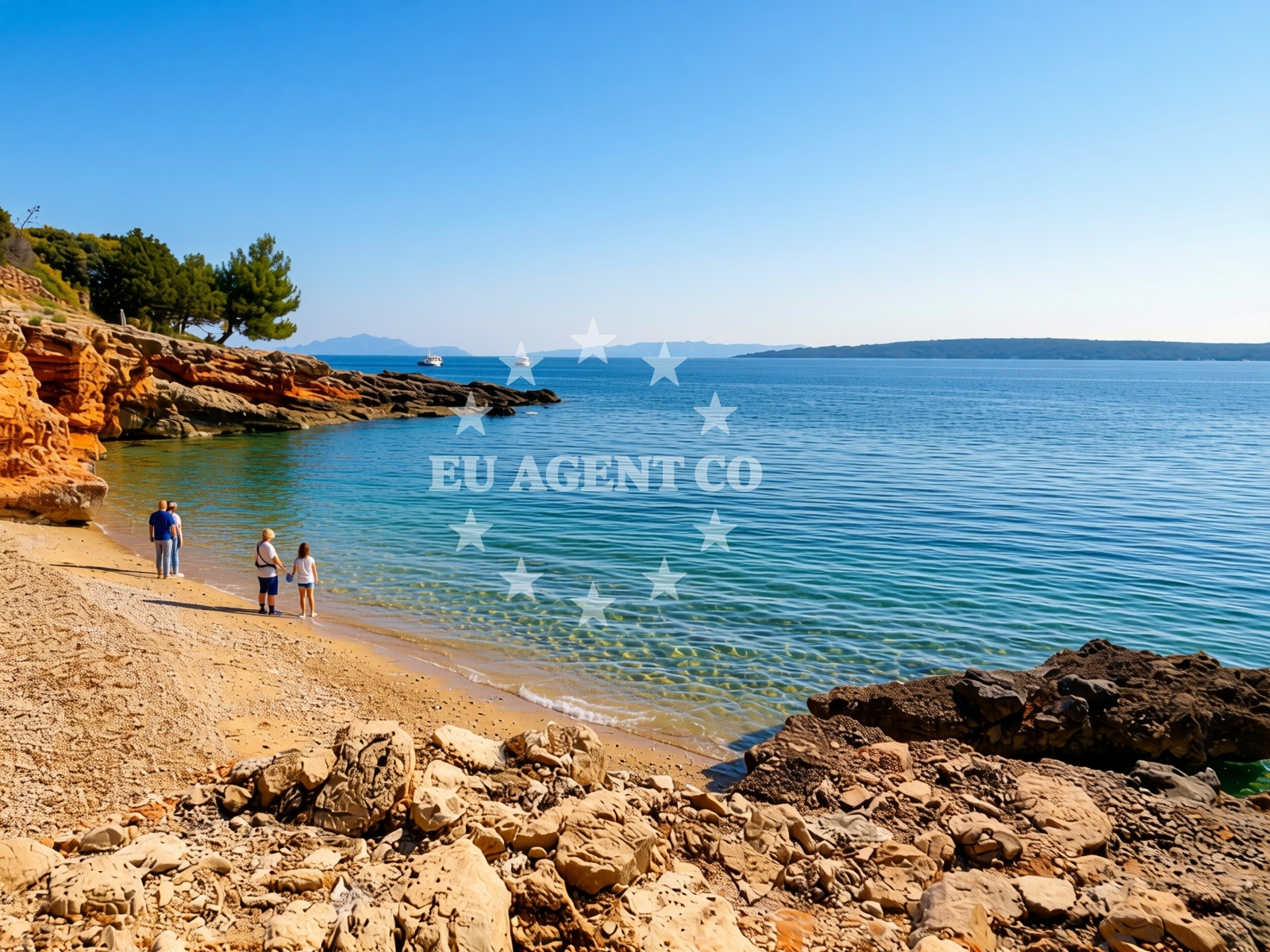 Shoreline and swimming area at Beach Molva in Zavala 151 A (ground floor), Zavala