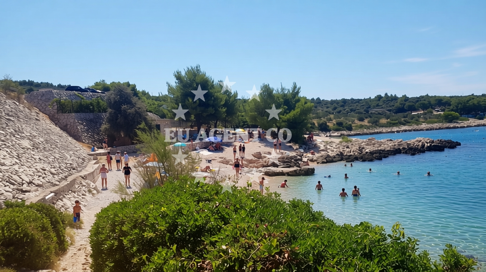 Beach facilities and surroundings at Beach Rtic in Huljerat 3, Primošten