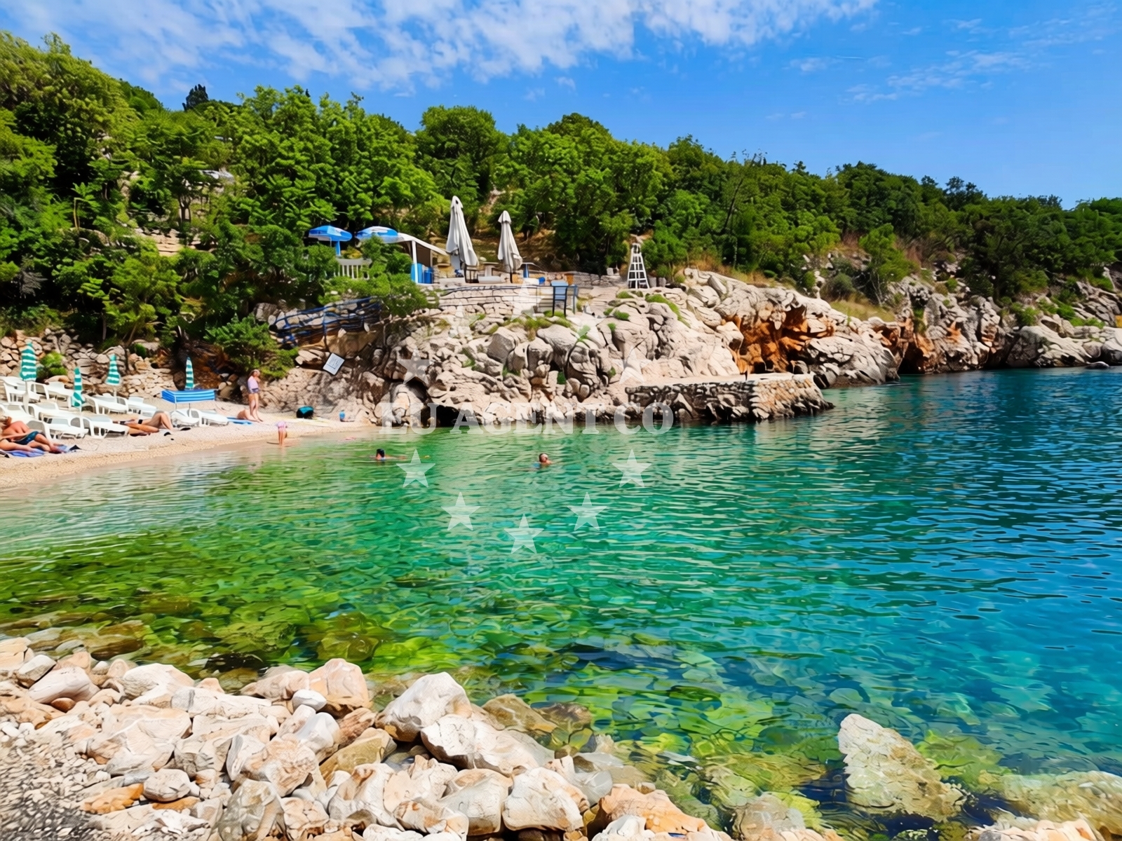 Sea and coastal view of Beach Skrpun in Obala dr. Josipa Sokolića 1 Obala dr. Josipa Sokolića 1a, Novi Vinodolski