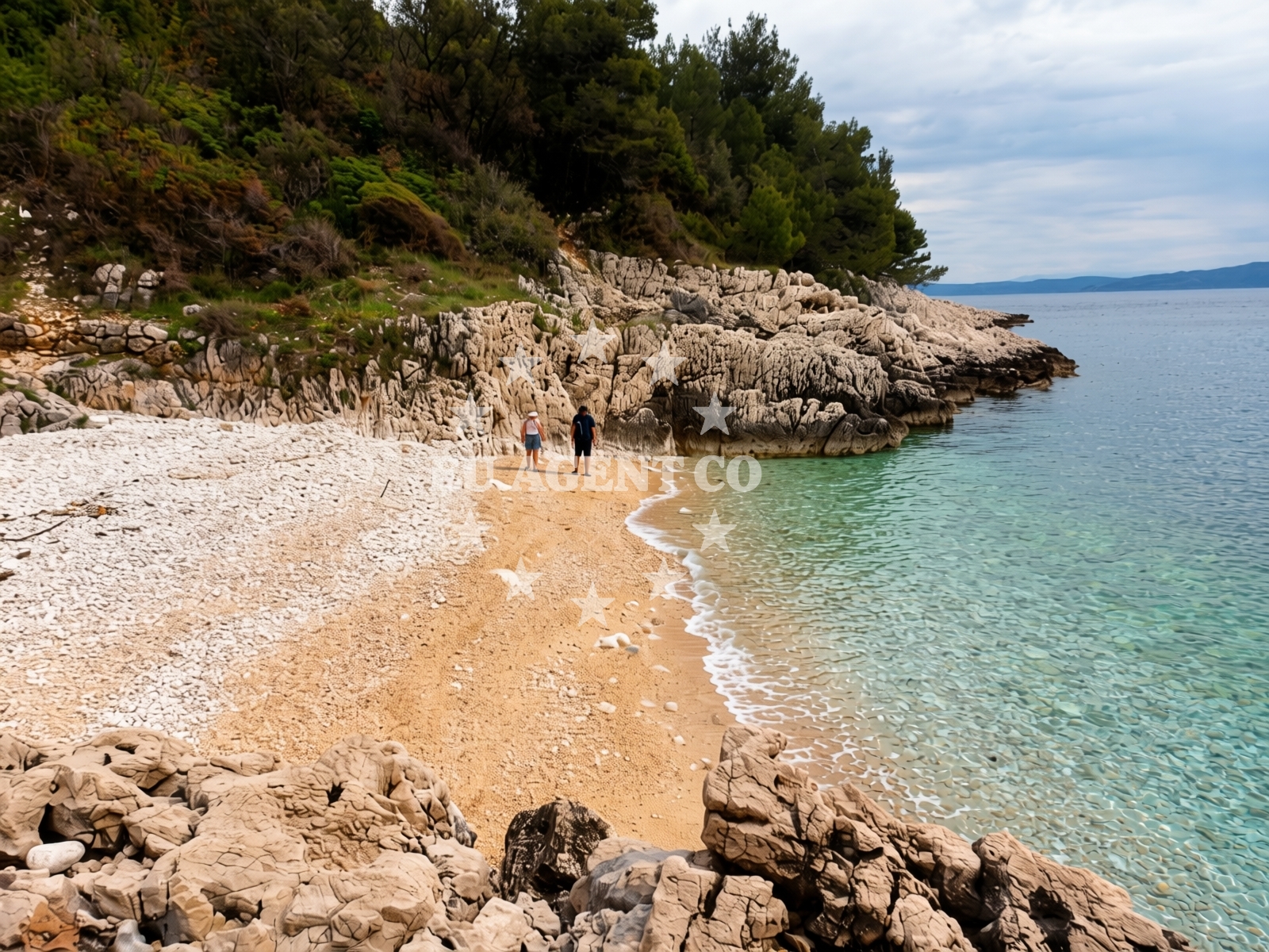 Shoreline and swimming area at Beach Skvaranska in Skitača 17a, Koromačno