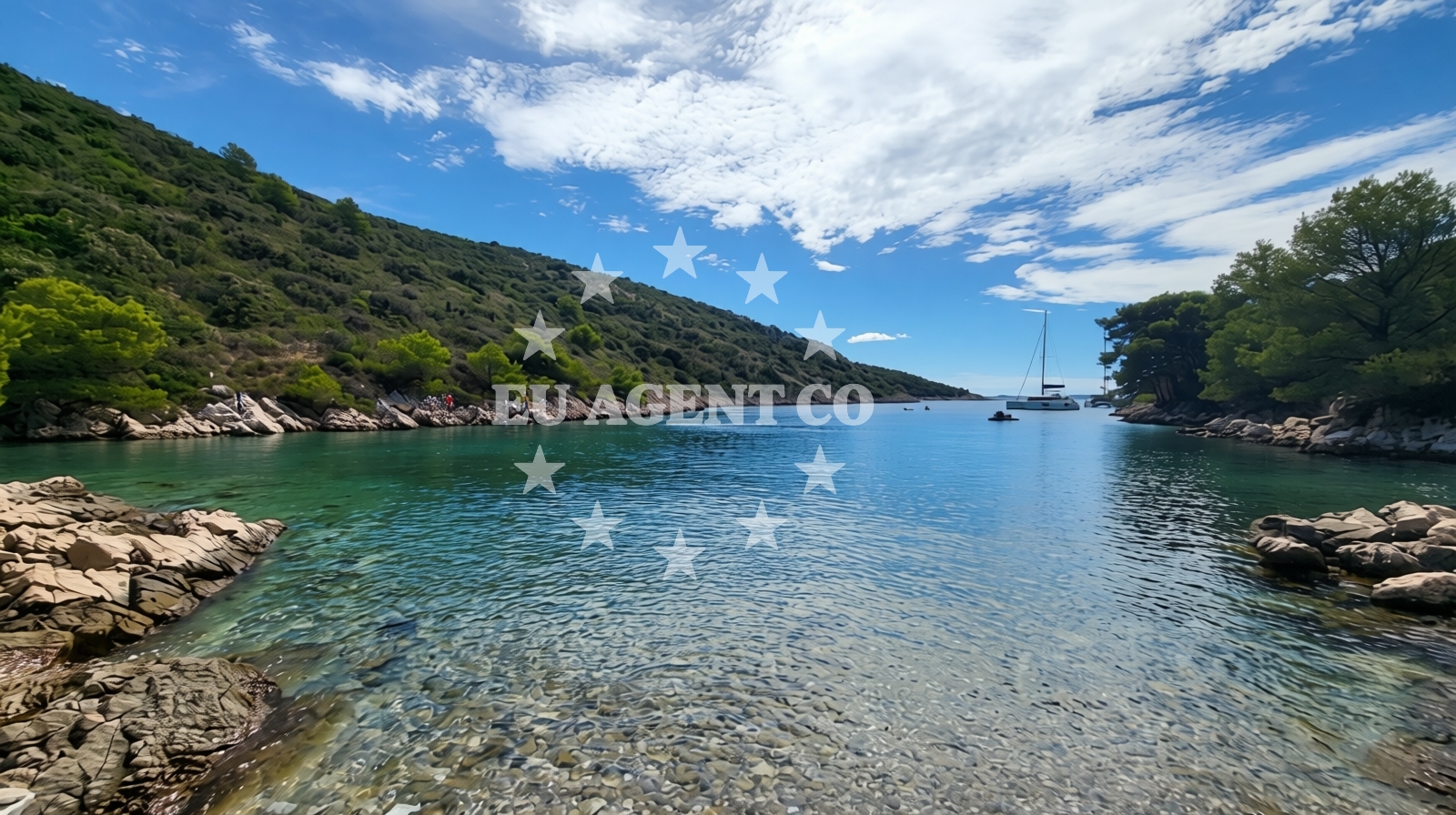 Sea and coastal view of Beach Travna in Obala Krušice 67 (Gornja Krušica), Stomorska