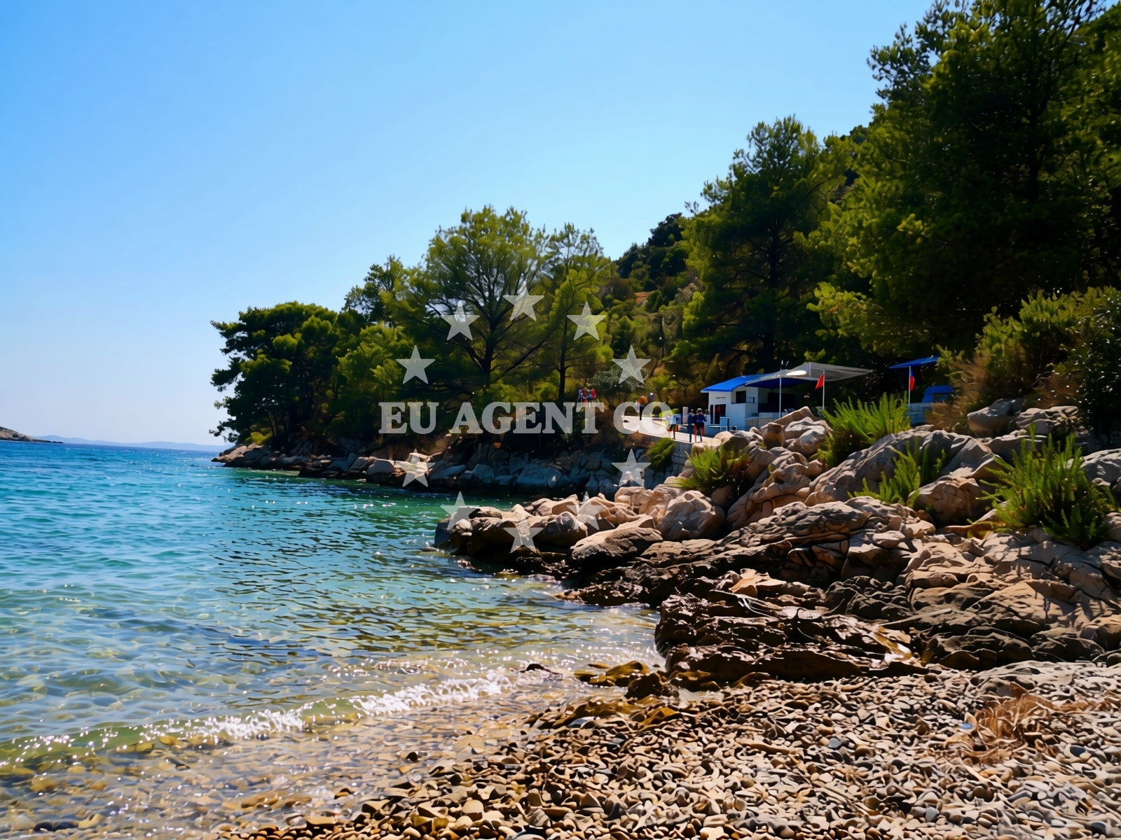 Beach facilities and surroundings at Beach Travna in Obala Krušice 67 (Gornja Krušica), Stomorska