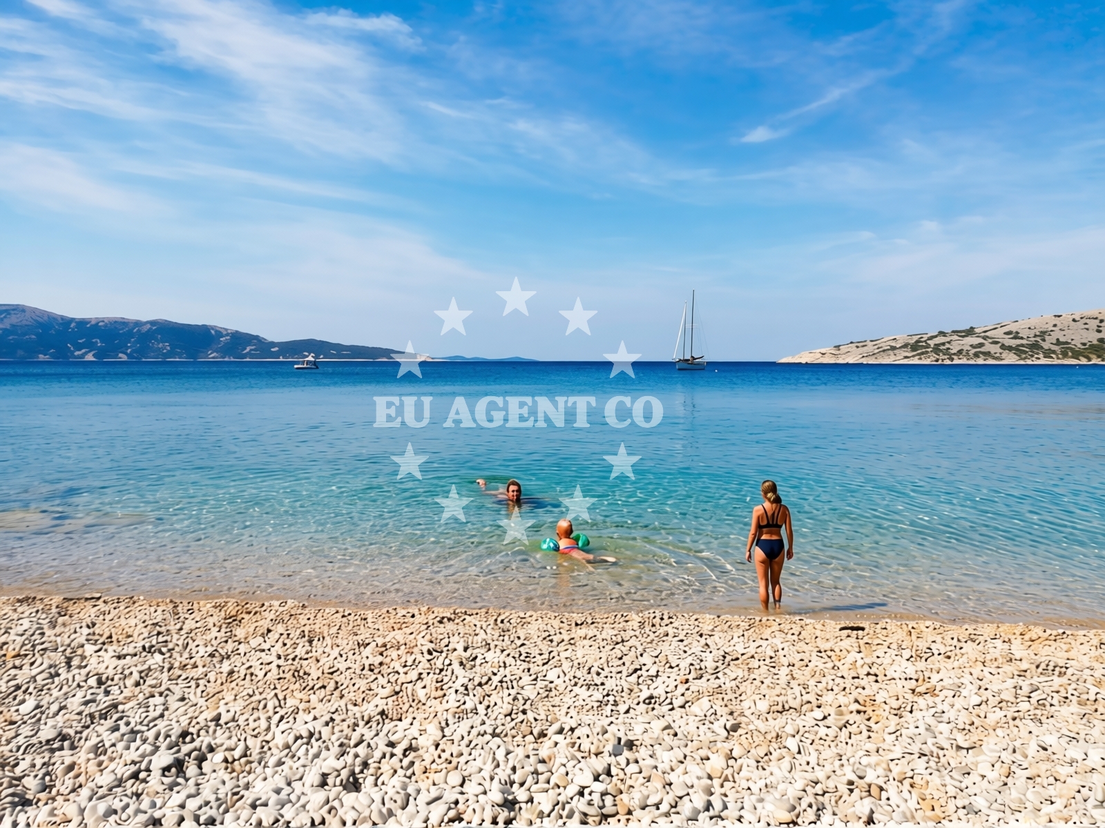 Shoreline and swimming area at Beach Veli Zal in USTRINE 9 1, Ustrine
