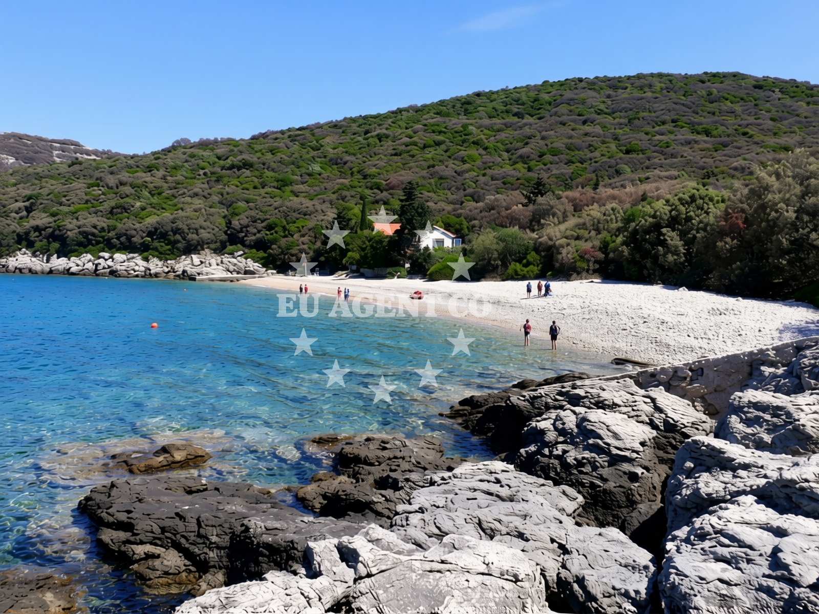 Sea and coastal view of Beach Veli Zal in USTRINE 9 1, Ustrine