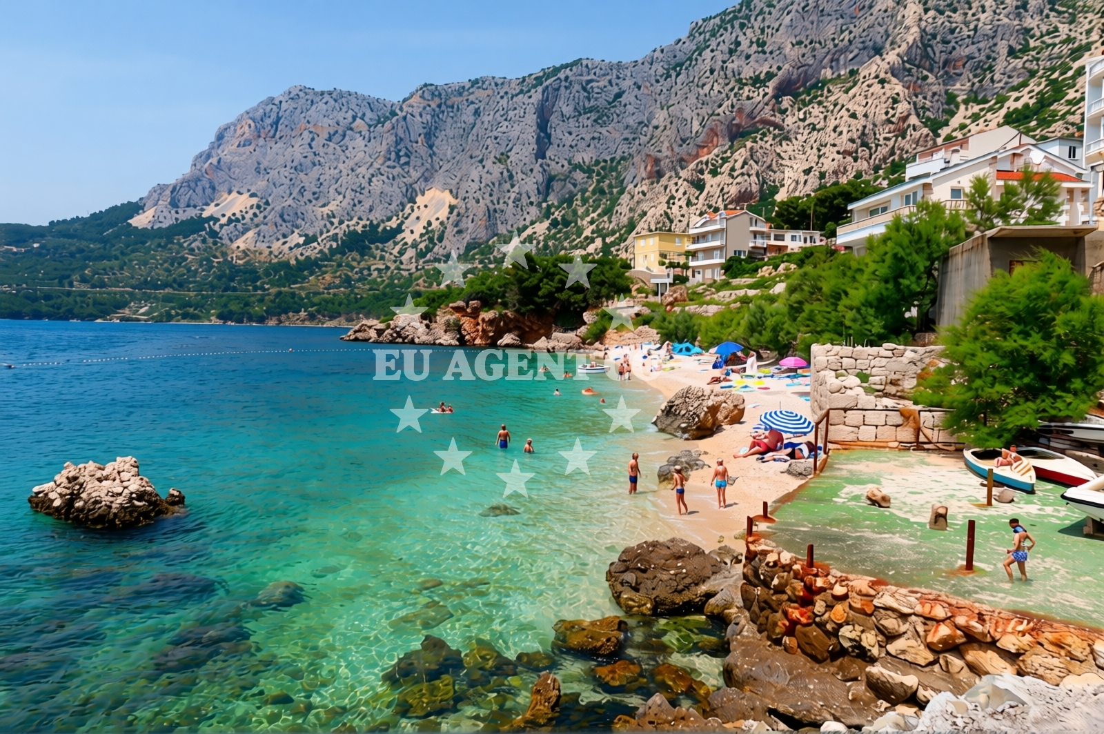 Overview of Beach Vodice in Dra?nice127A, Drasnice