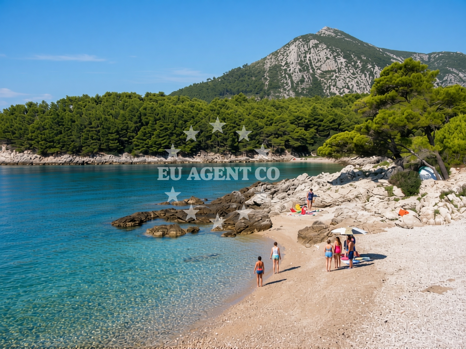 Shoreline and swimming area at Beach Zamali in , Trstenik