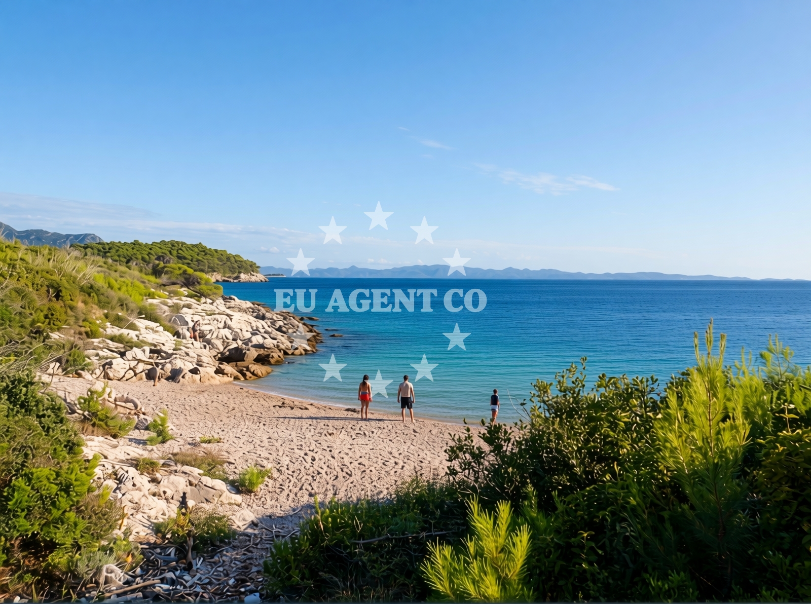 Sea and coastal view of Beach Zamali in , Trstenik