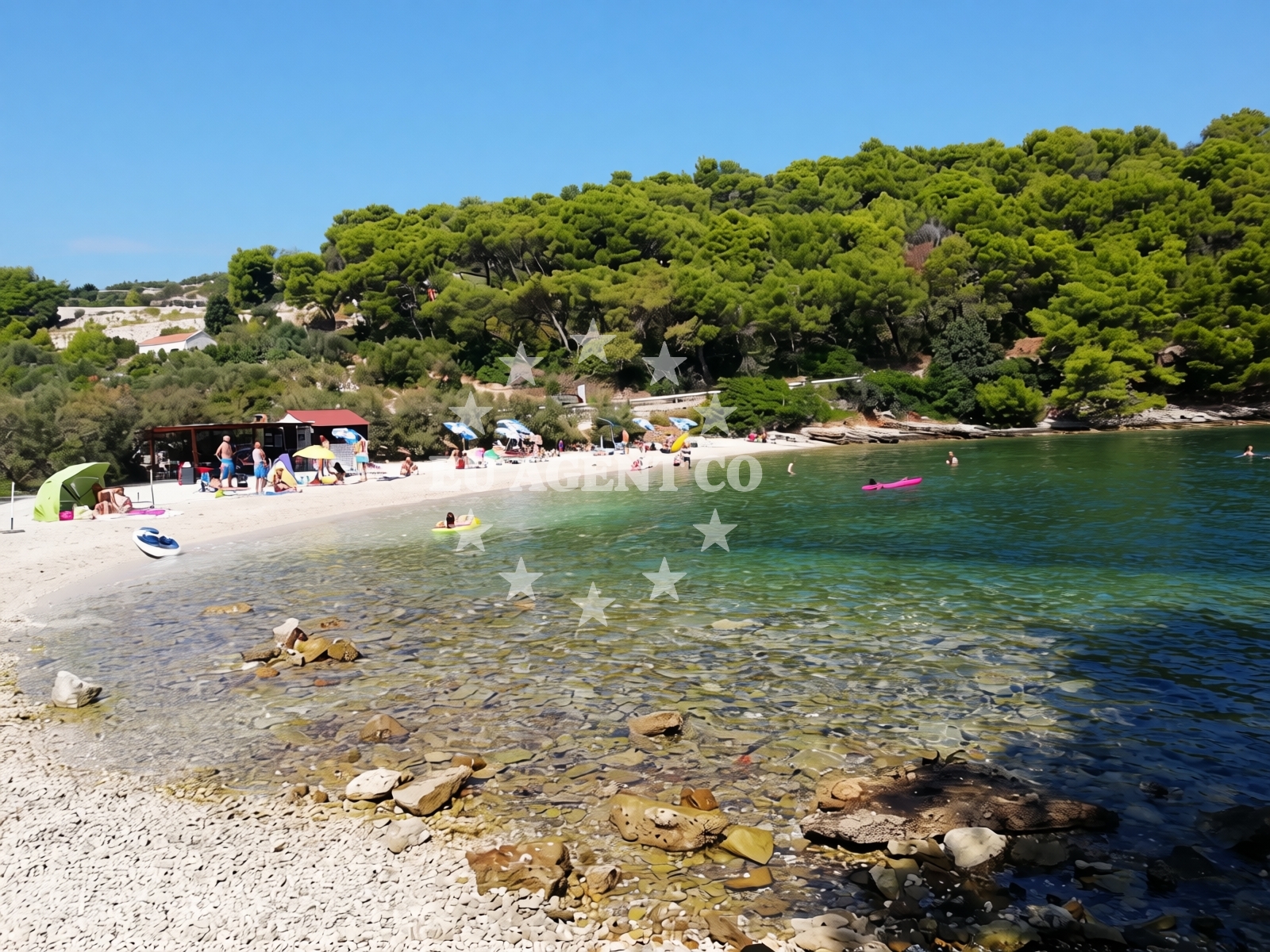 Shoreline and swimming area at beach Zastup in Zeleni grm 43, Splitska