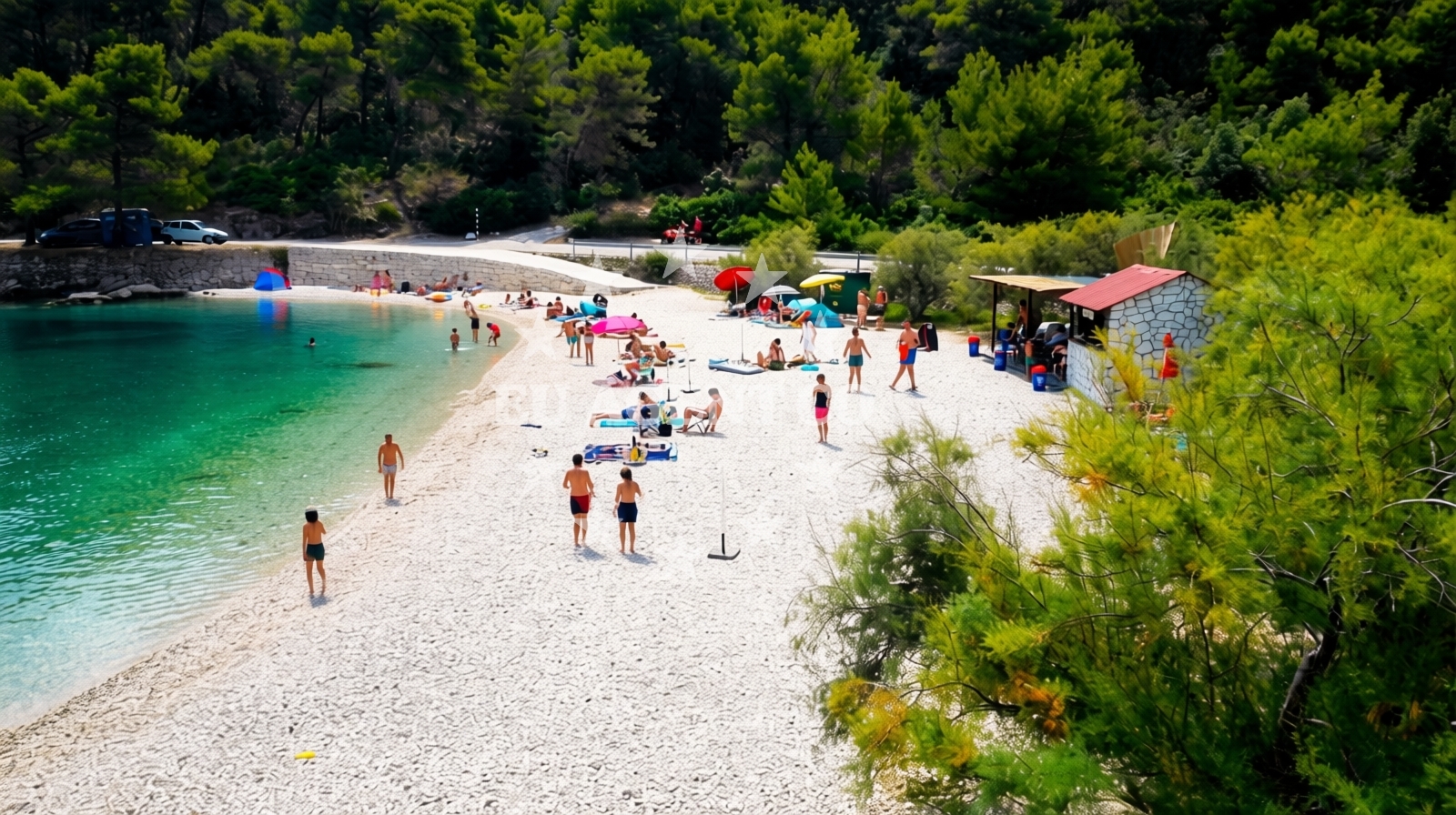Sea and coastal view of beach Zastup in Zeleni grm 43, Splitska