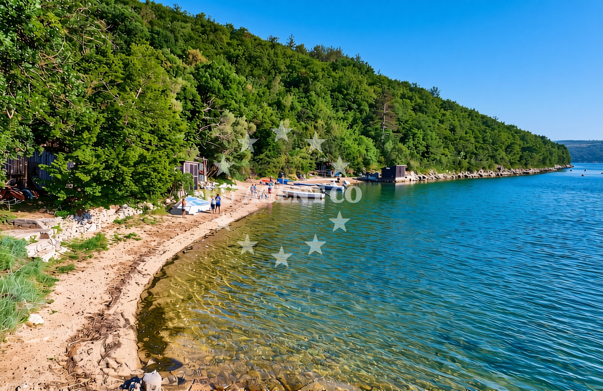 Shoreline and swimming area at Belavići (Marčana): beaches and coves in Belavići (Marčana)
