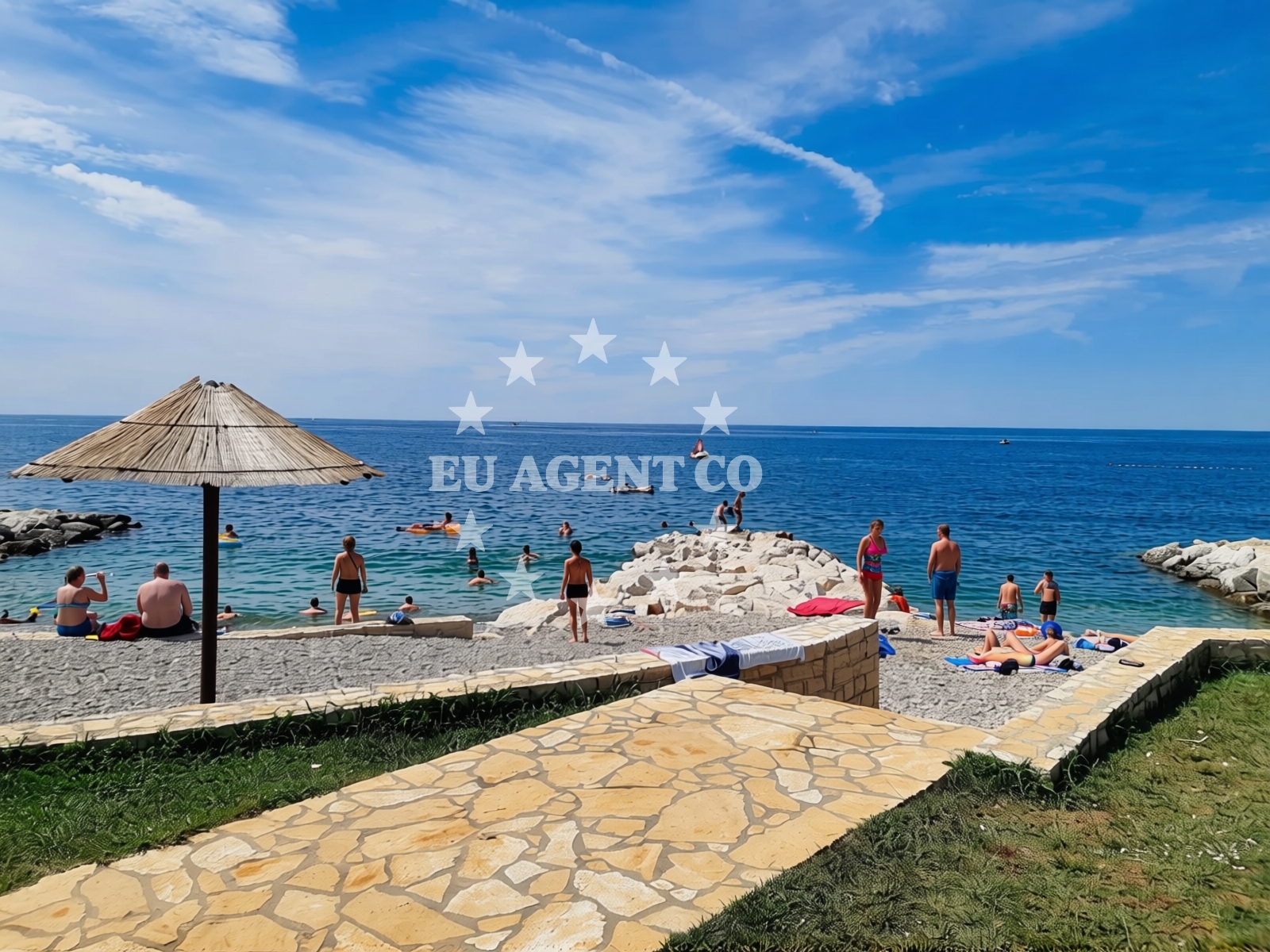 Shoreline and swimming area at Bella Vista beach in Ladin gaj 132a, Umag