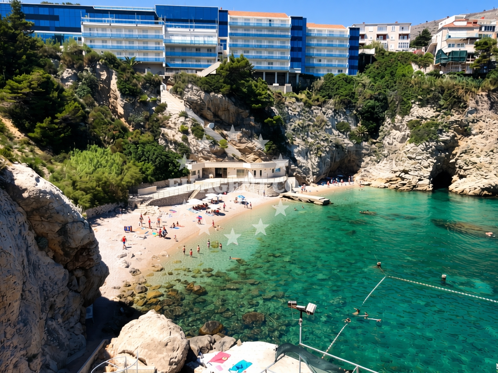 Shoreline and swimming area at Bellevue beach in Ulica doktor Ante Star?evi?a 11, Dubrovnik