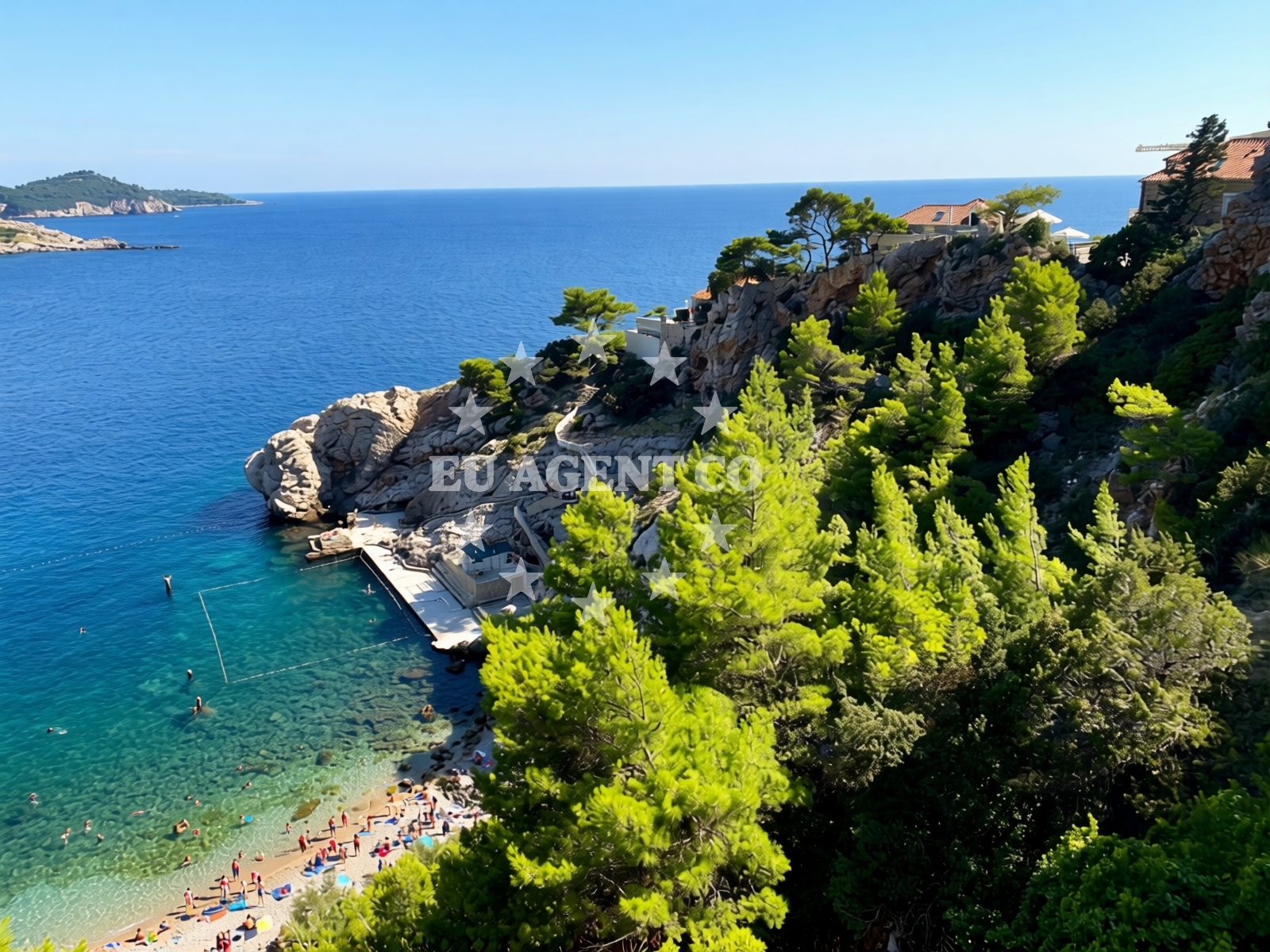 Sea and coastal view of Bellevue beach in Ulica doktor Ante Star?evi?a 11, Dubrovnik