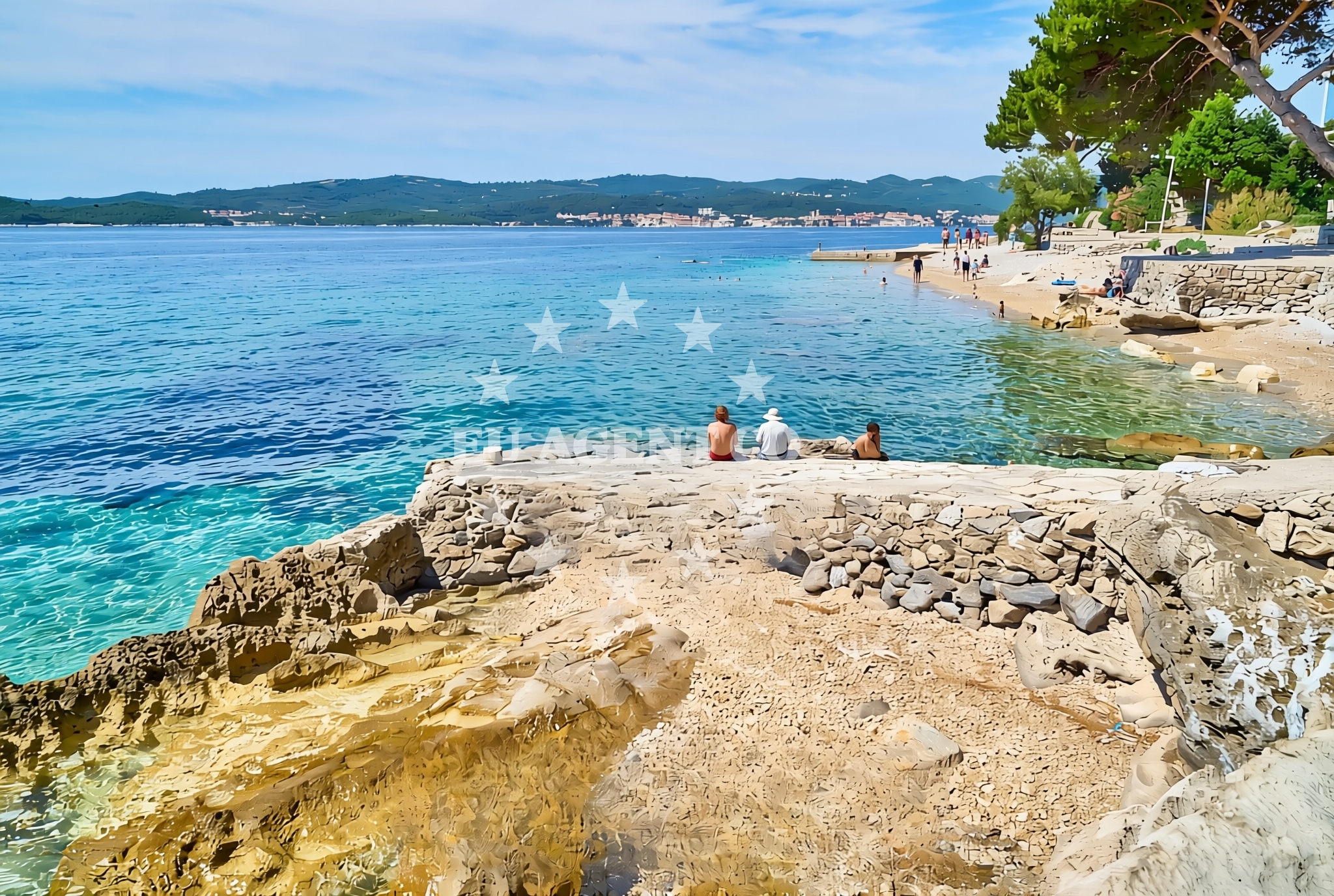 Shoreline and swimming area at Bellevue istok, Orebić Beach in Bellevue istok