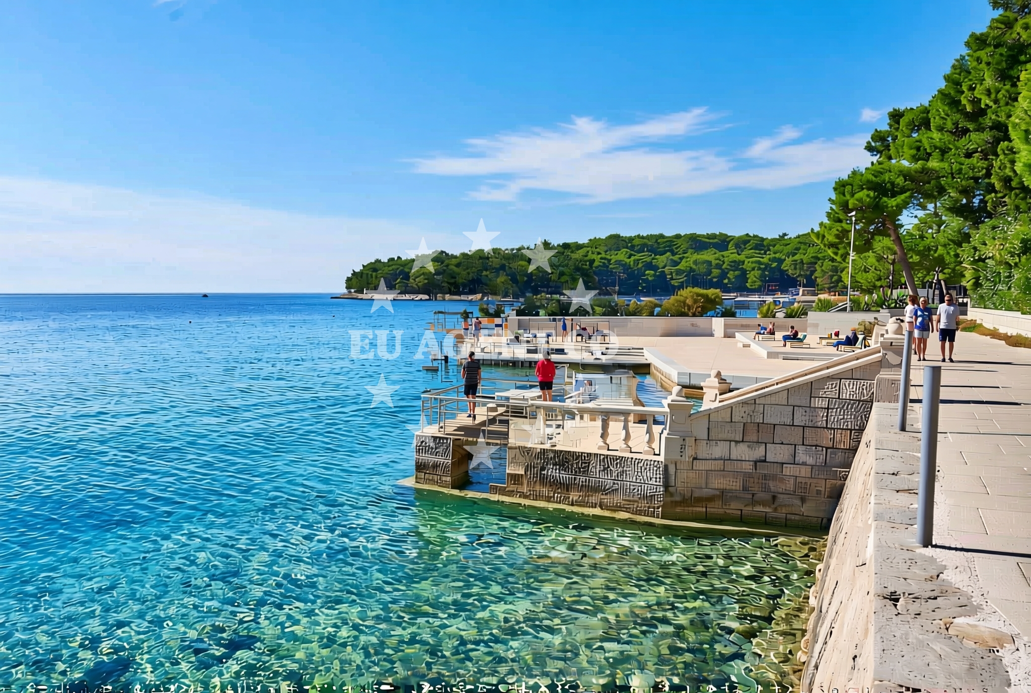 Shoreline and swimming area at Bellevue, Mali Lošinj (Lošinj) Beach in Bellevue