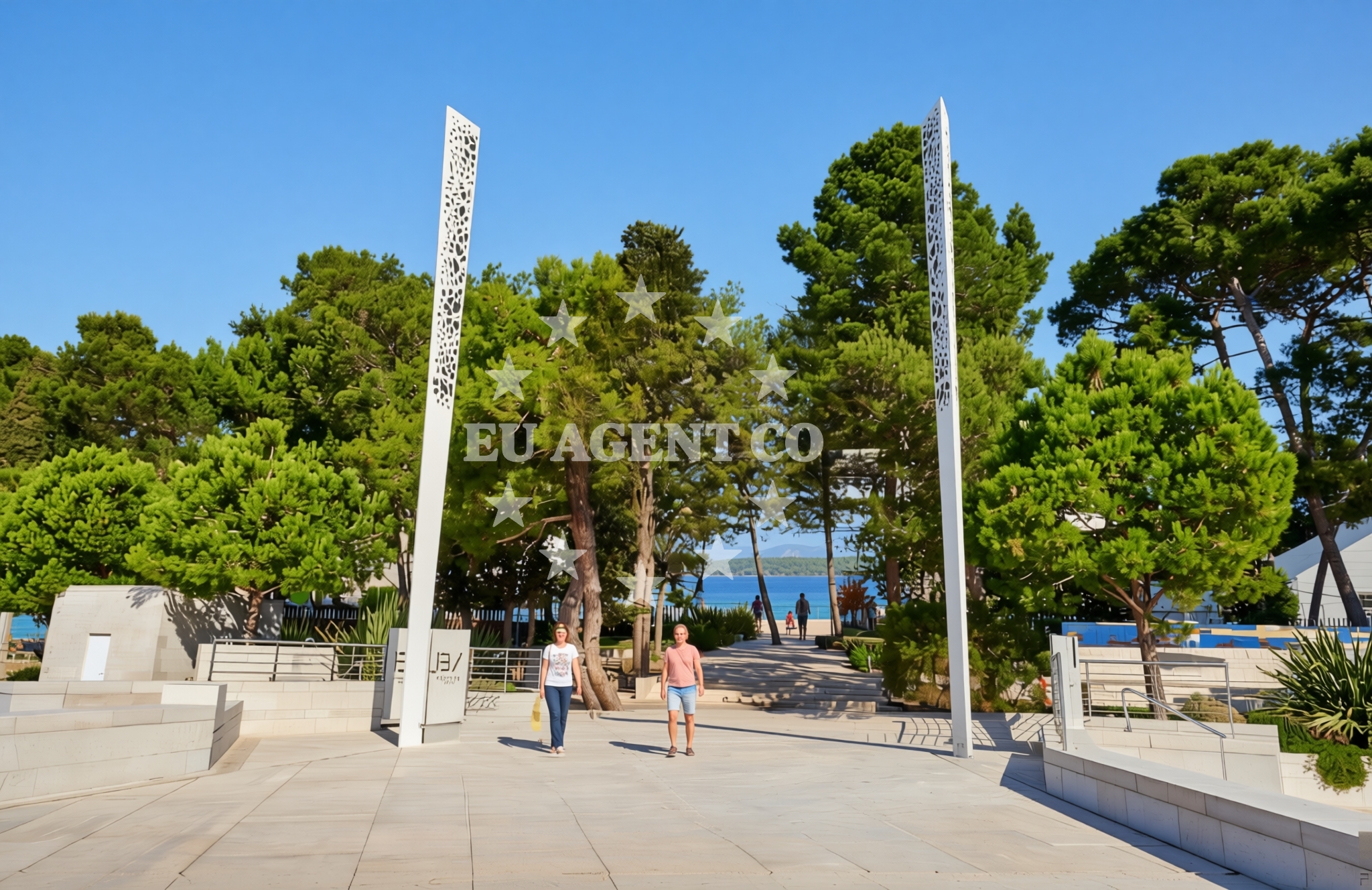 Sea and coastal view of Bellevue, Mali Lošinj (Lošinj) Beach in Bellevue