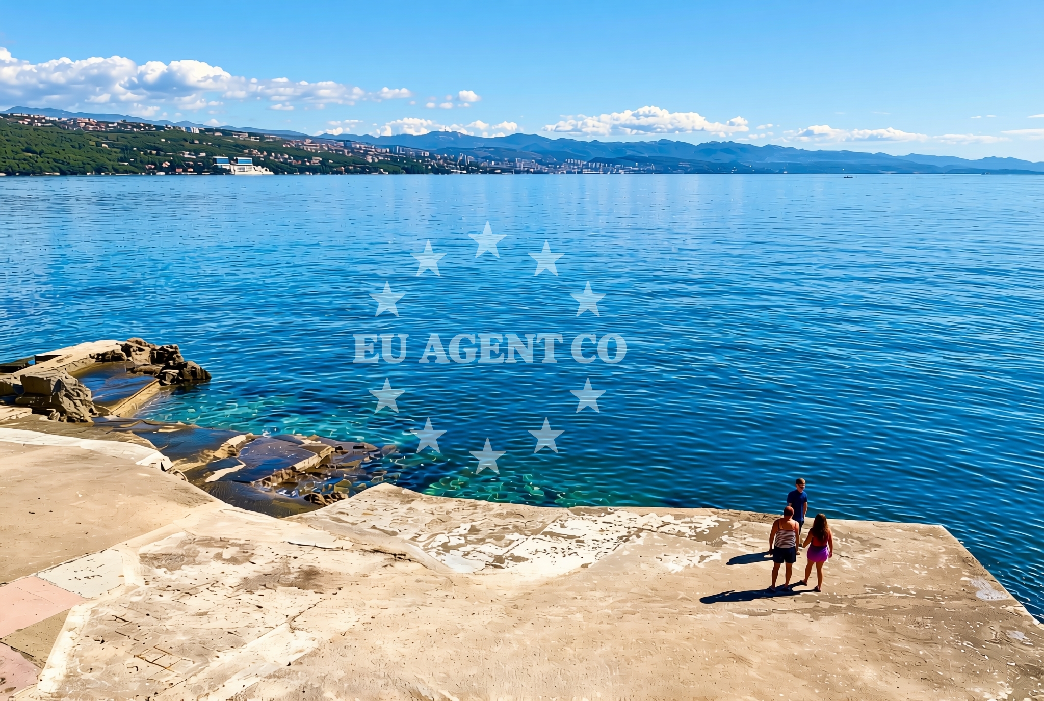 Shoreline and swimming area at Belvedere, Opatija Beach in Belvedere