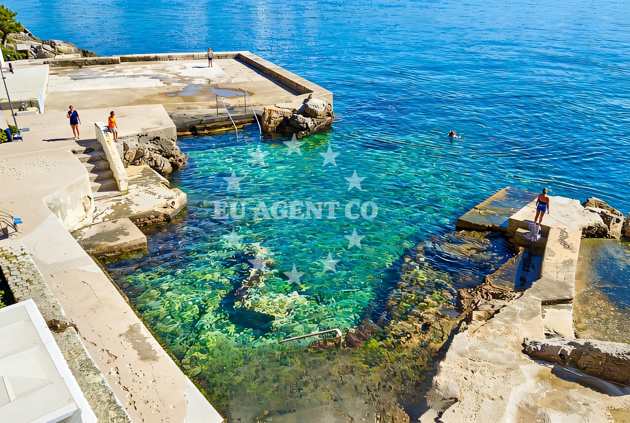 Sea and coastal view of Belvedere, Opatija Beach in Belvedere