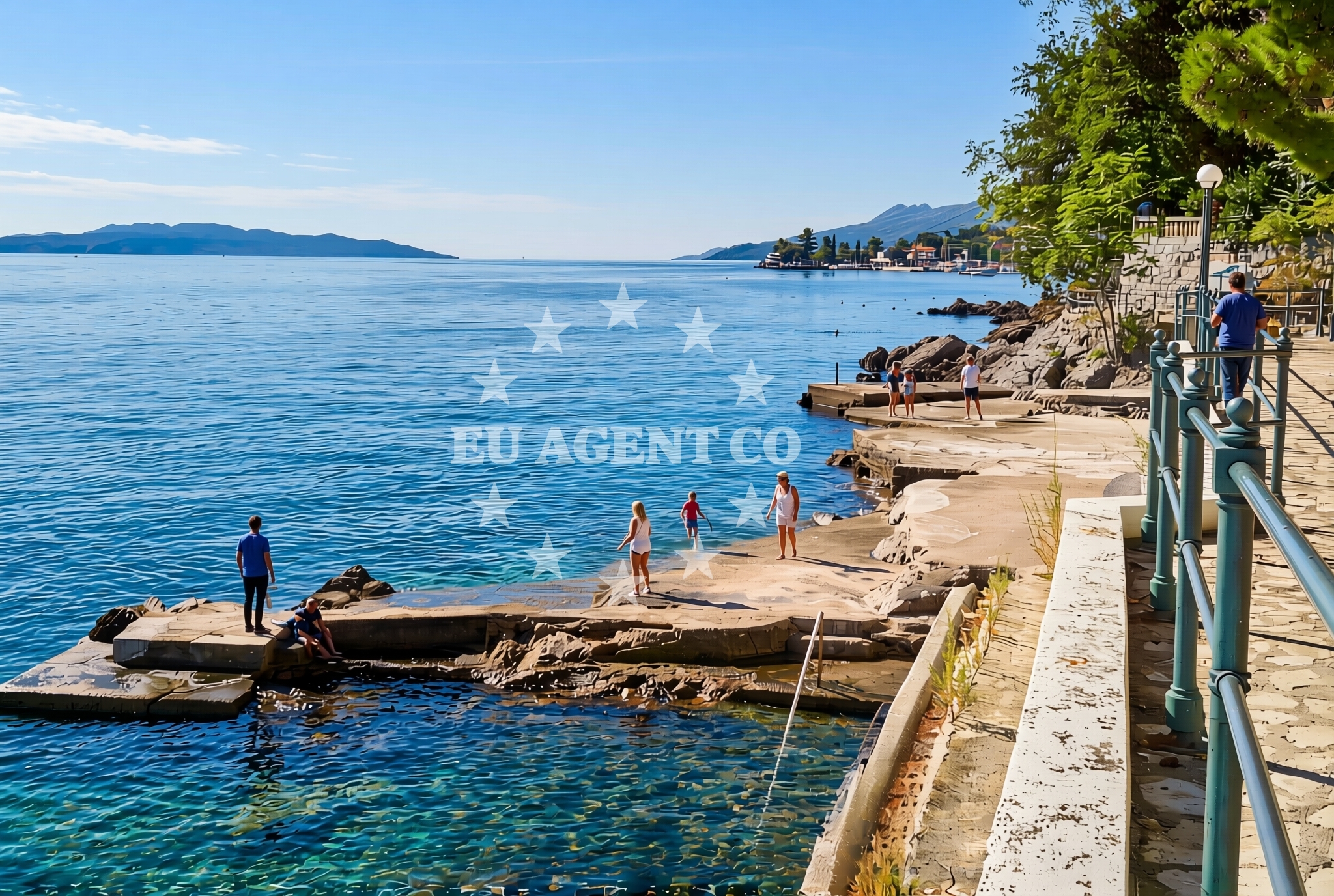 Beach facilities and surroundings at Belvedere, Opatija Beach in Belvedere