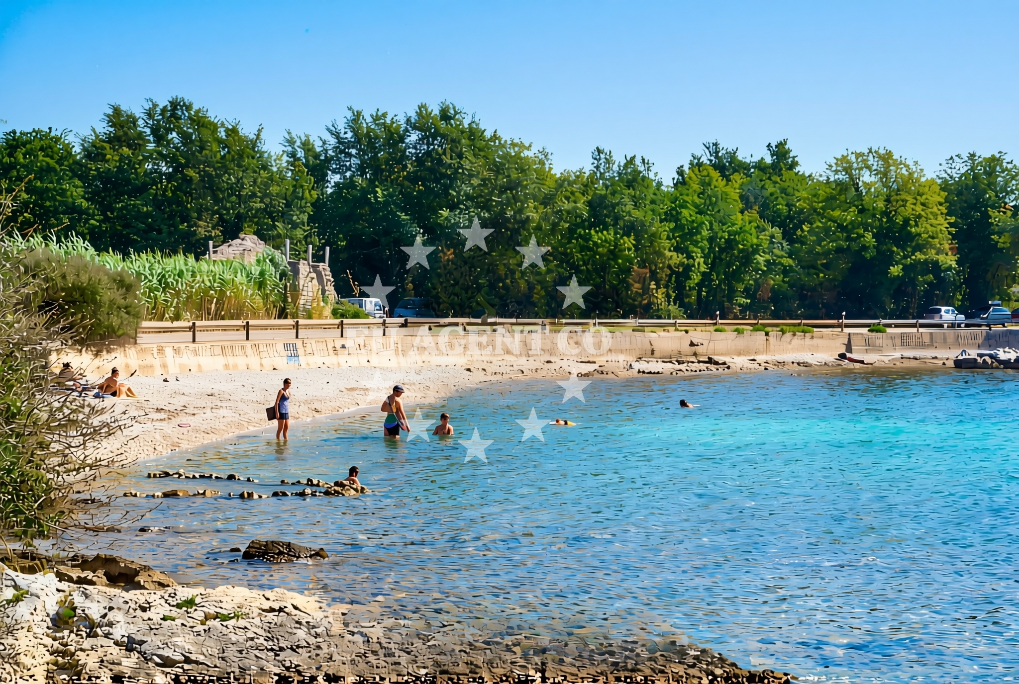 Shoreline and swimming area at Benuška, Poreč Beach in Benuška
