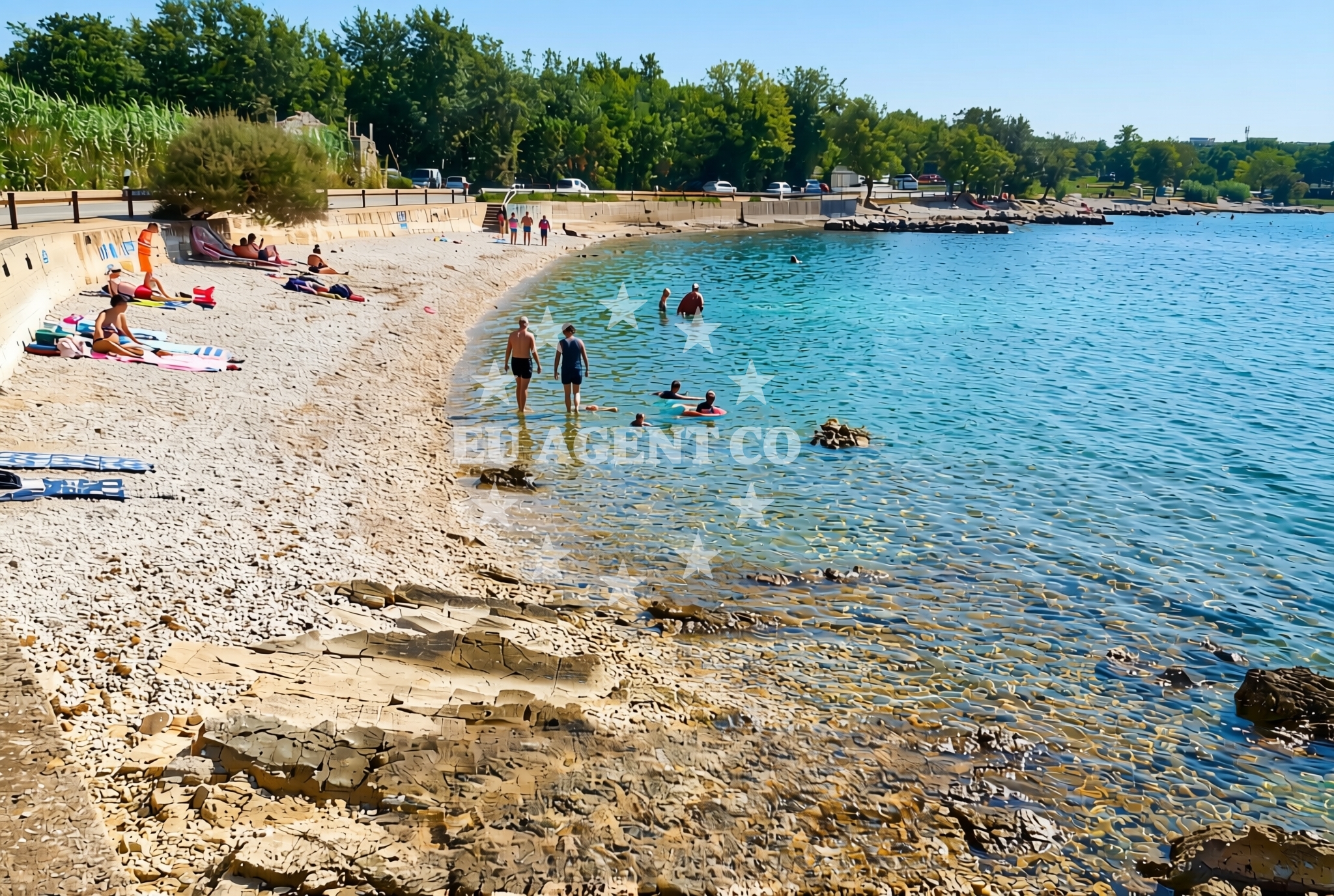 Sea and coastal view of Benuška, Poreč Beach in Benuška