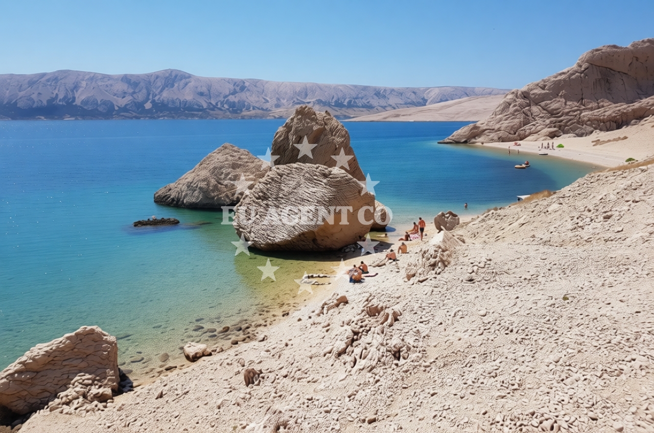 Overview of Beritnica beach in , Metajna