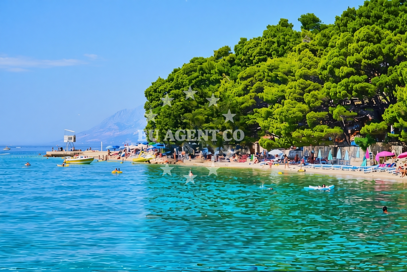 Shoreline and swimming area at Berulia, Brela Beach in Berulia