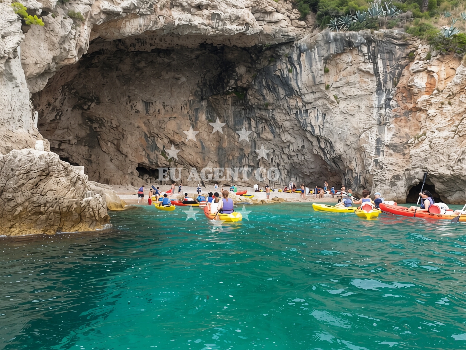 Sea and coastal view of Betina Cave beach in Zlatni potok 5, Dubrovnik