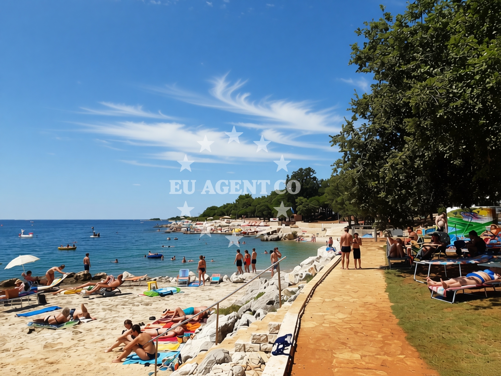 Shoreline and swimming area at Bijela Uvala beach in Zelena Laguna b.b 2, Poreč