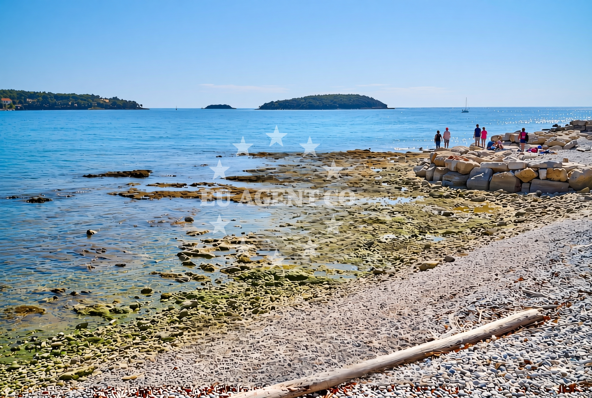 Shoreline and swimming area at Bijela uvala (dog beach), Funtana Beach in Bijela uvala (plaža za pse)
