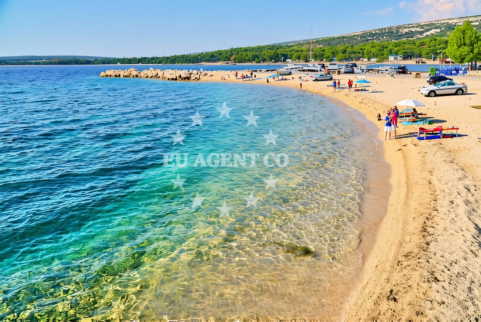Beach facilities and surroundings at Bijeli galeb, Šimuni (Pag) Beach in Bijeli galeb