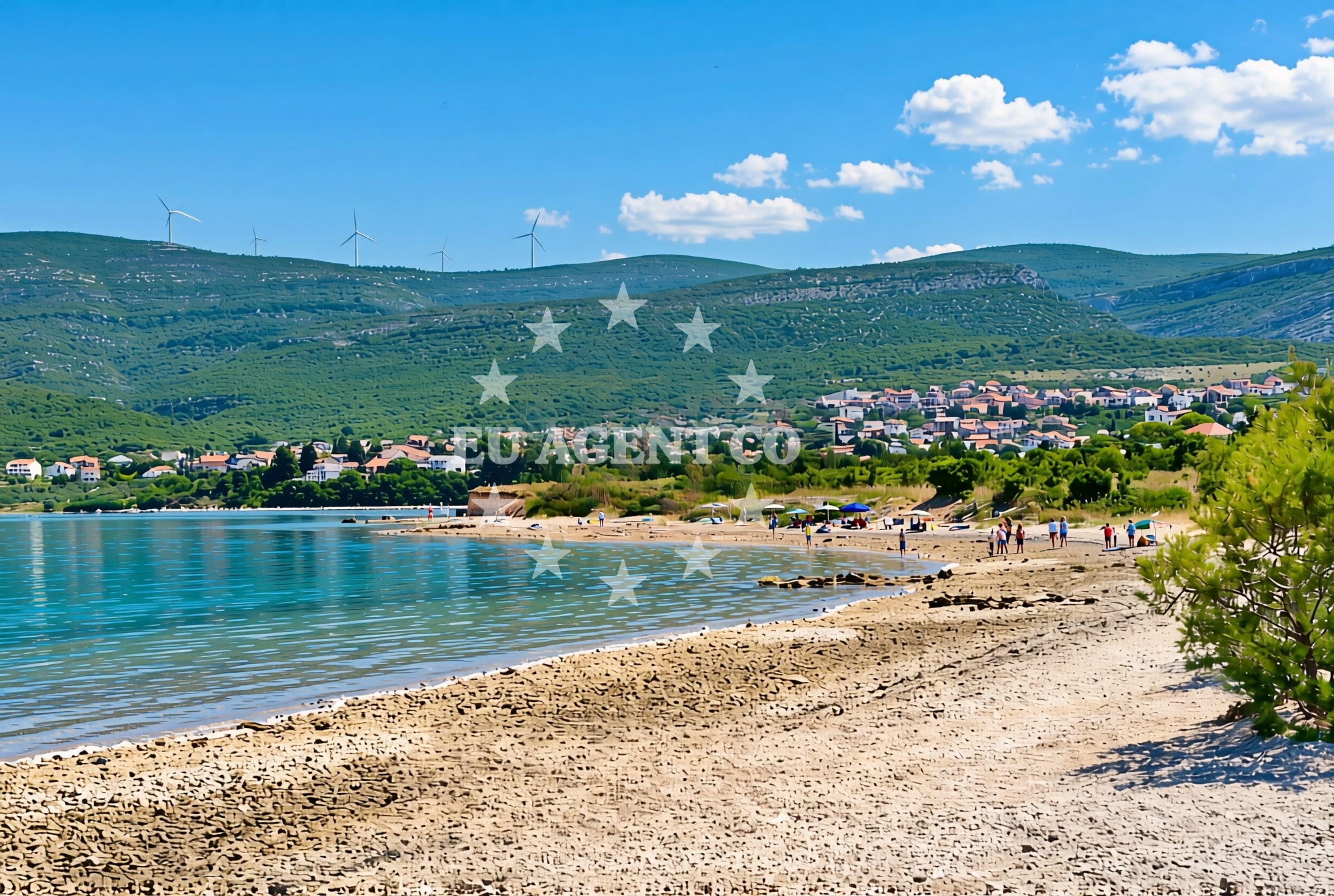Beach facilities and surroundings at Bijeli potok, Gornji Karin Beach in Bijeli potok