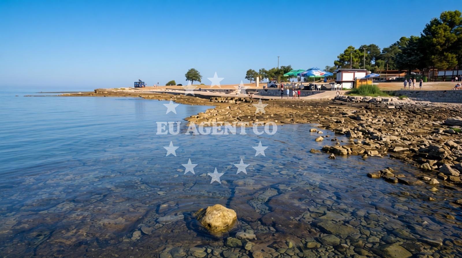 Overview of Bikini beach in 27d Đuba, Umag