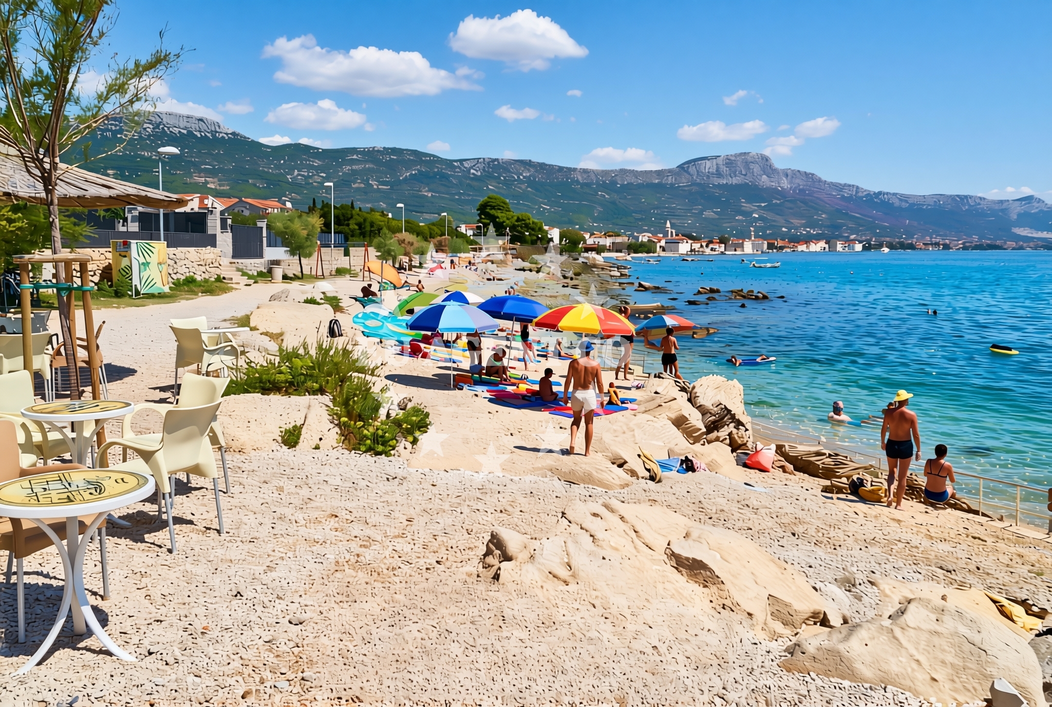 Shoreline and swimming area at Bile, Kaštel Štafilić Beach in Bile