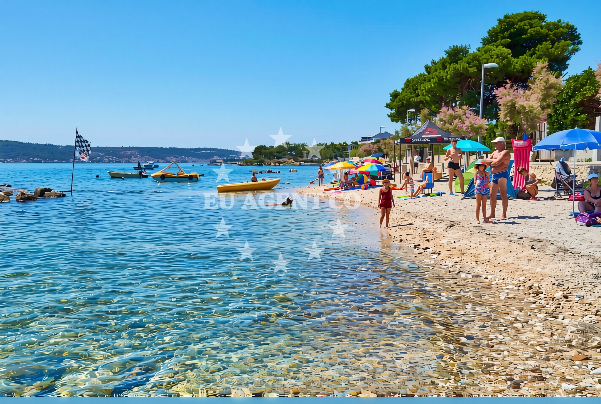 Sea and coastal view of Bile, Kaštel Štafilić Beach in Bile