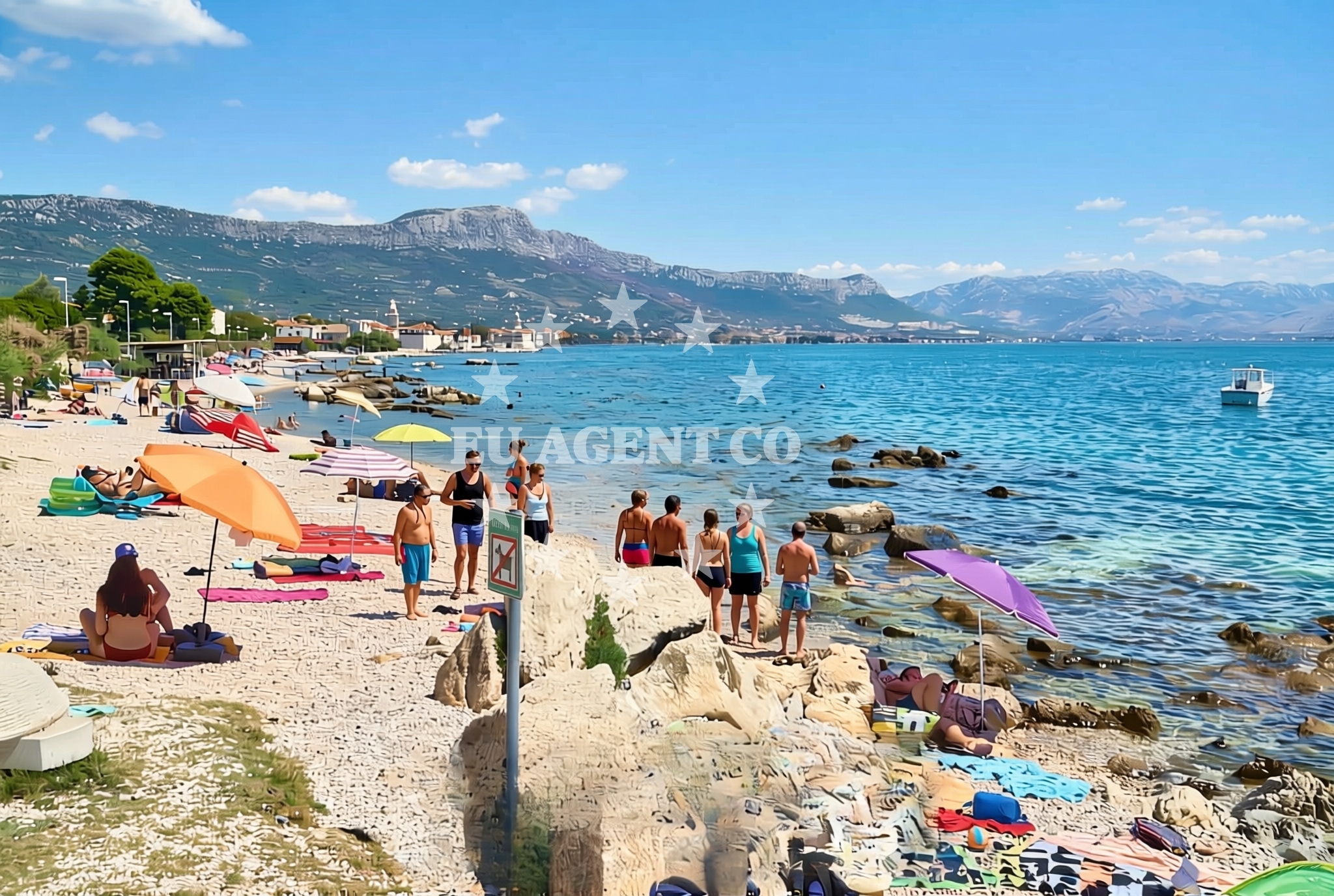 Beach facilities and surroundings at Bile, Kaštel Štafilić Beach in Bile