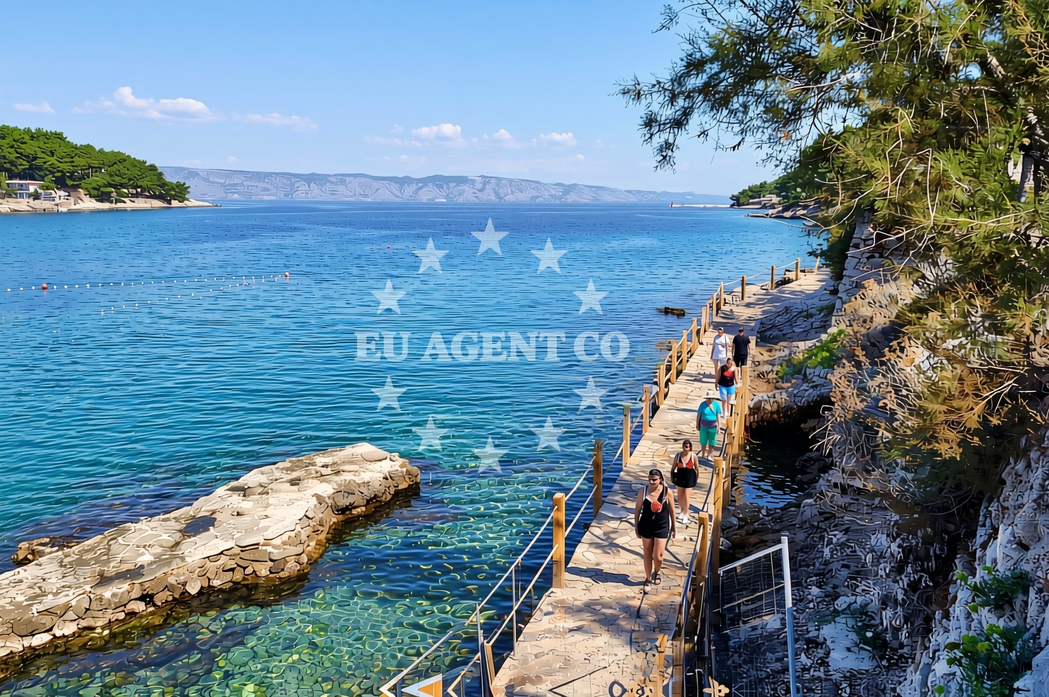 Shoreline and swimming area at Bile stine (Gospotova rapa), Jelsa (Hvar) Beach in Bile stine (Gospotova rapa)