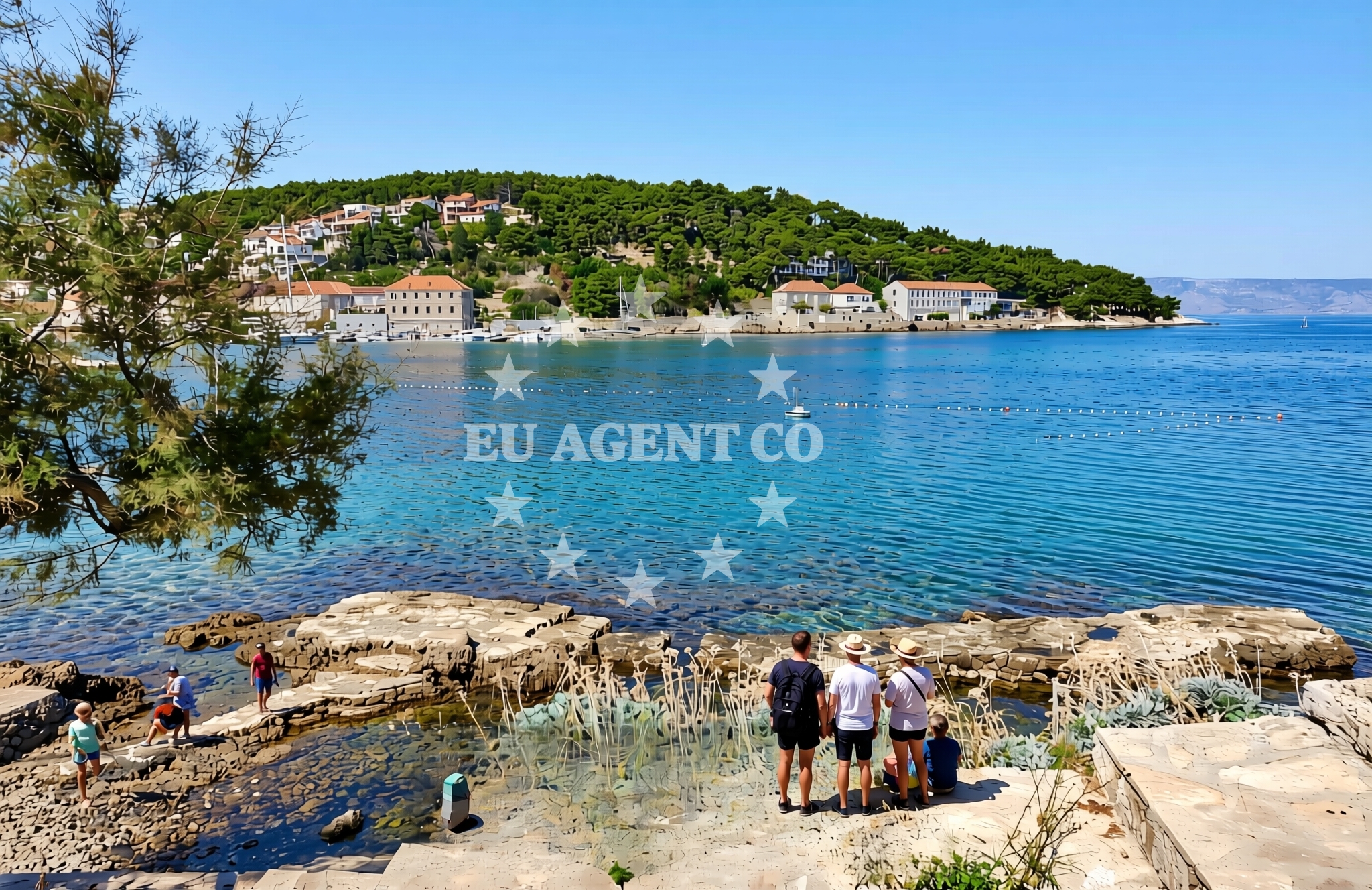 Sea and coastal view of Bile stine (Gospotova rapa), Jelsa (Hvar) Beach in Bile stine (Gospotova rapa)