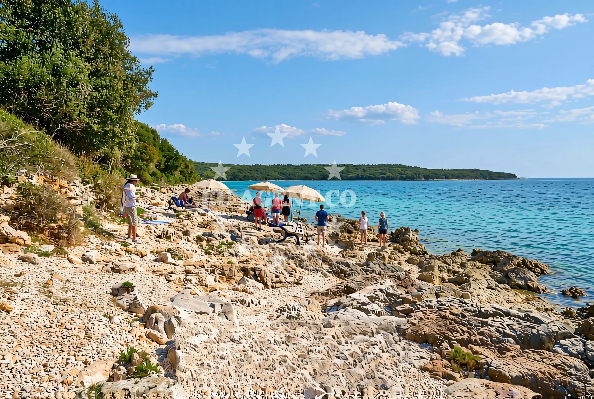 Shoreline and swimming area at Bili runci istok, Rovinj Beach in Bili runci istok