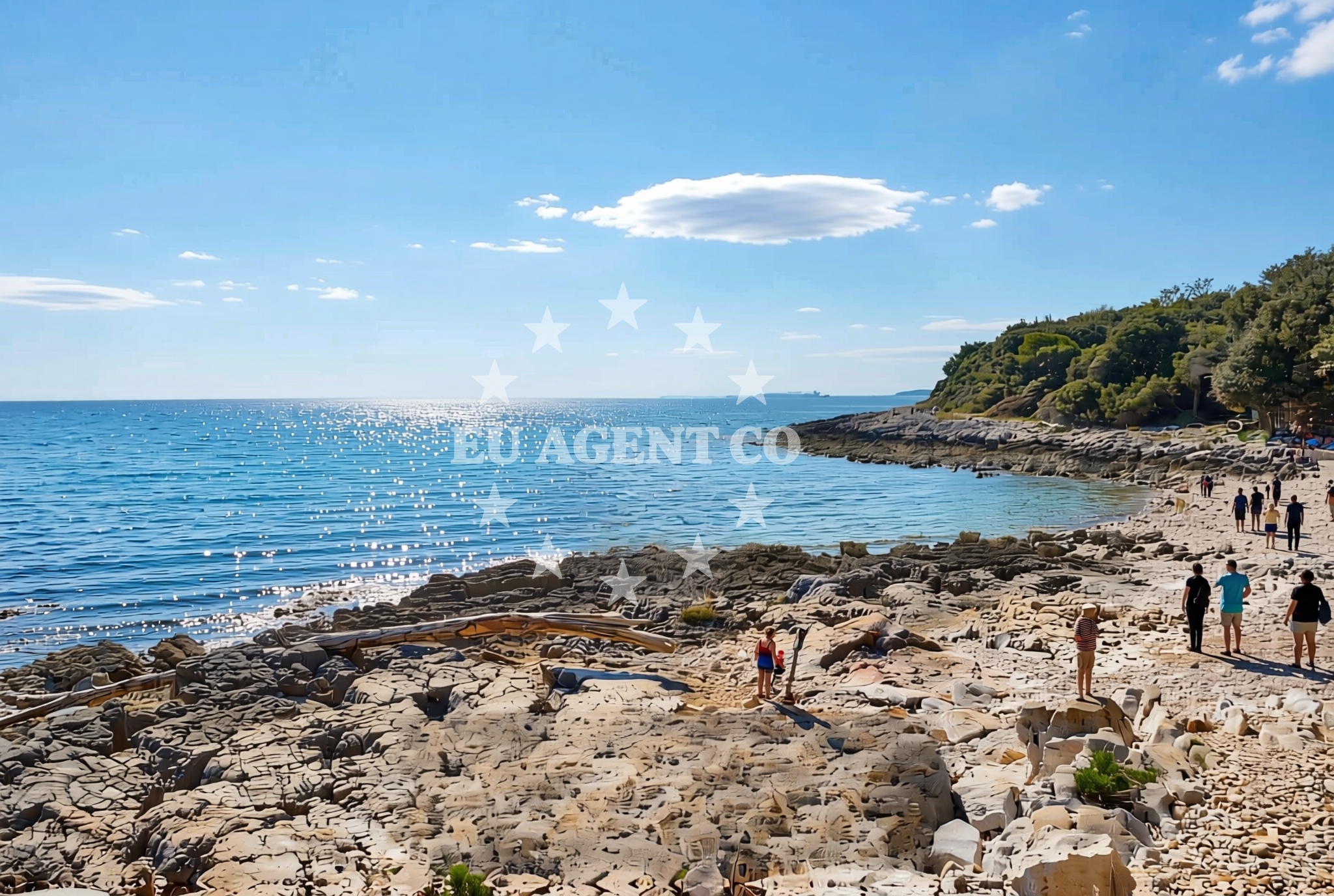 Sea and coastal view of Bili runci istok, Rovinj Beach in Bili runci istok