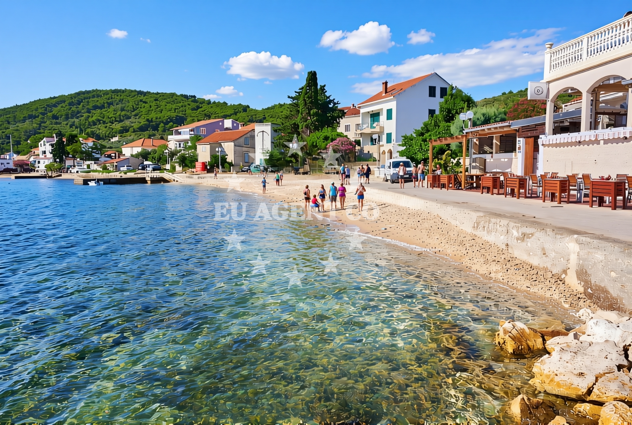 Overview of Bilišće, Preko (Ugljan) Beach in Bilišće