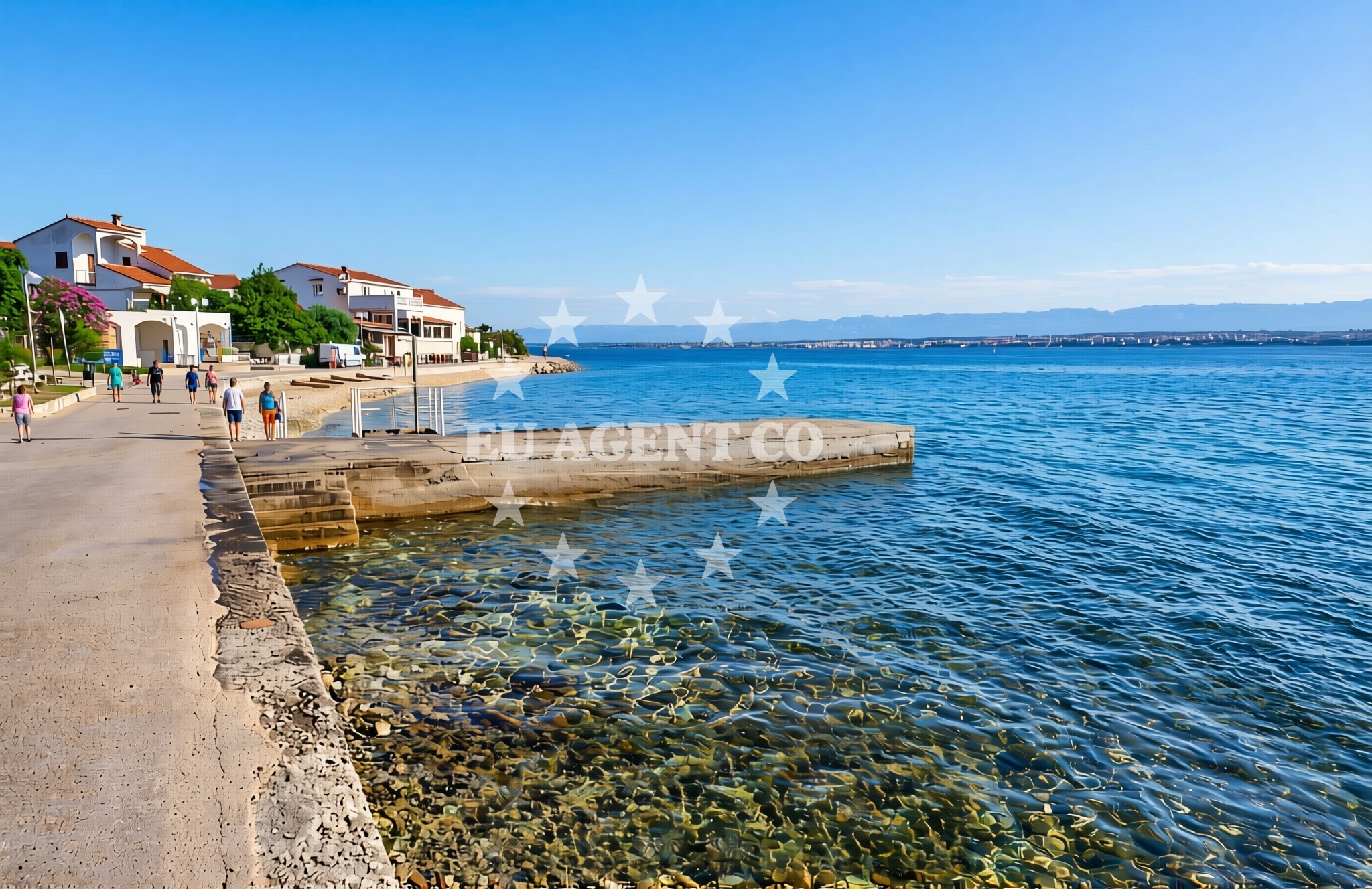 Sea and coastal view of Bilišće, Preko (Ugljan) Beach in Bilišće